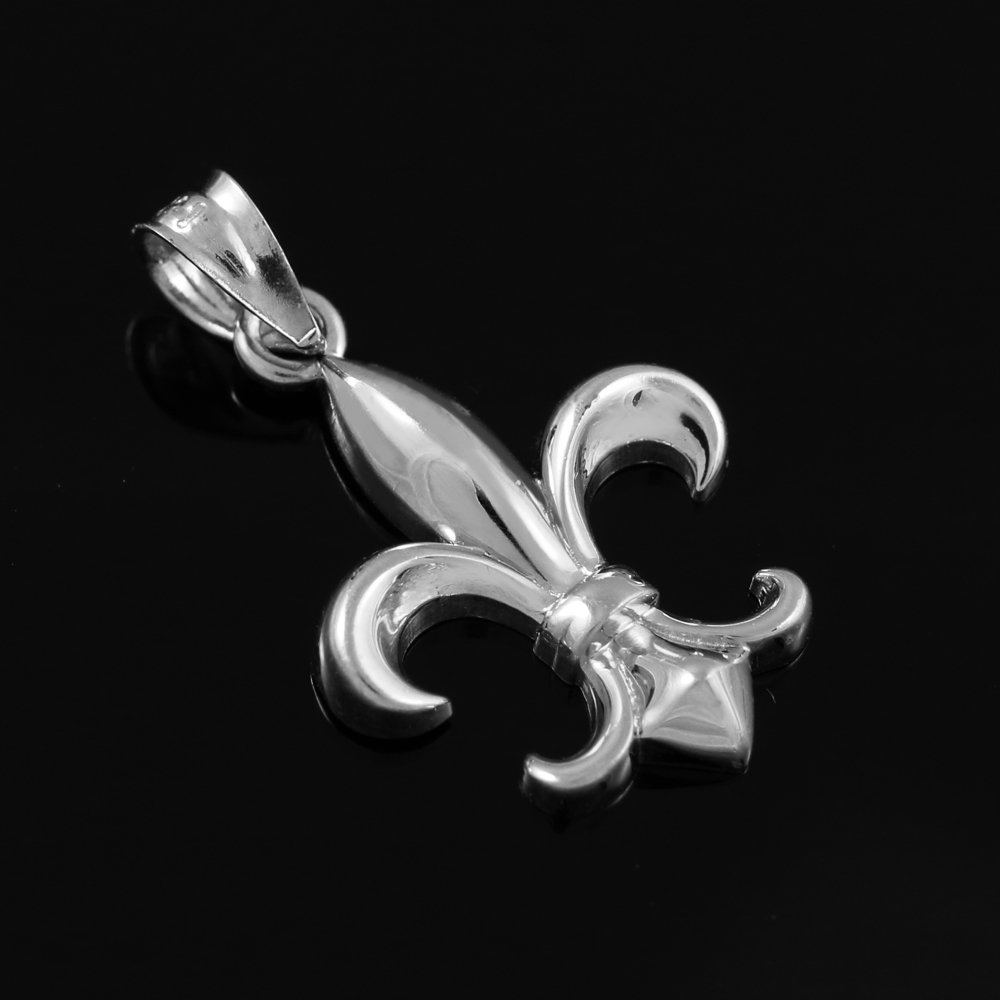Religious Jewelry Sterling Silver Fleur-de-Lis Charm Pendant Necklace for Women - Faith Inspired Catholic Cross Necklace for Daily Wear & Special Occasions