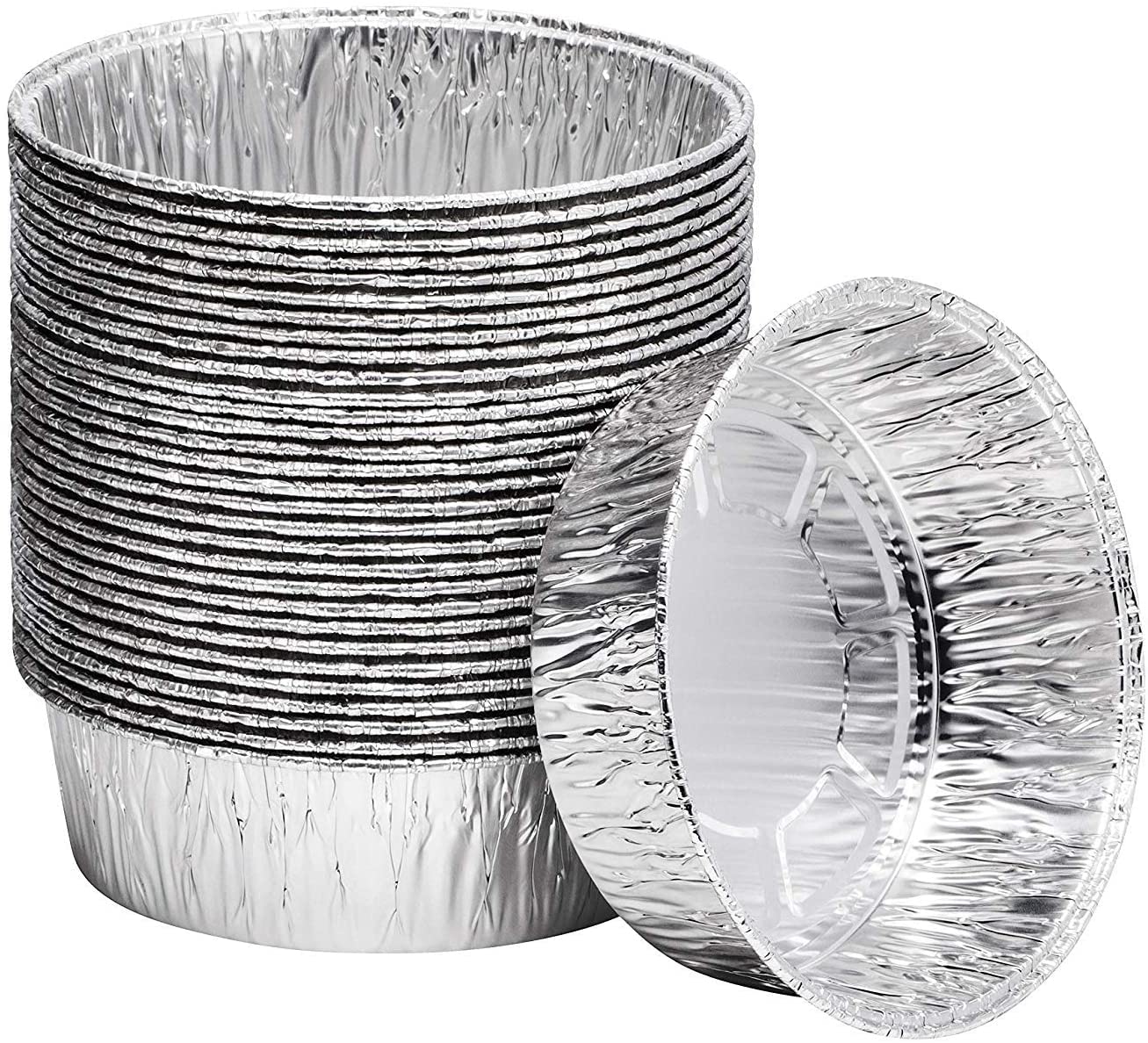 8-Inch Extra Deep Round Aluminum Disposable Cake Pans - Heavy Duty Baking Pans for Cakes, Pies & Desserts - Dutch Oven Liners, Freezer Safe Food Storage Containers (200 Count) - Perfect for Home Baking, Meal Prep & Party Catering