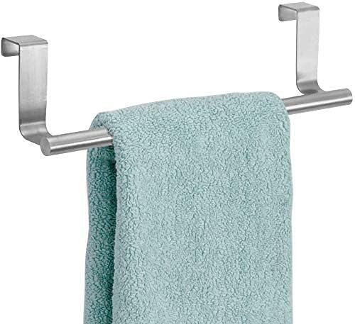 Stainless Steel Adjustable Over Cabinet Towel Bar Holder - Kitchen Drawer & Door Hanging Storage Hook for Dish Towels, Hand Towels & Cloths (Pack of 1) - Perfect for Small Kitchens, Bathrooms & RV Spaces
