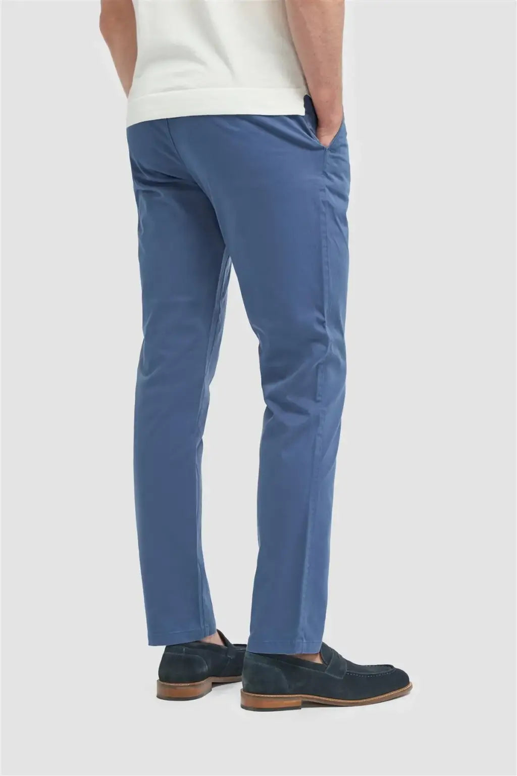 Cavani Hudson Cobalt Satin Soft Stretch Fit Chinos for Men - Comfortable Slim Fit Dress Pants for Office, Business Casual & Travel