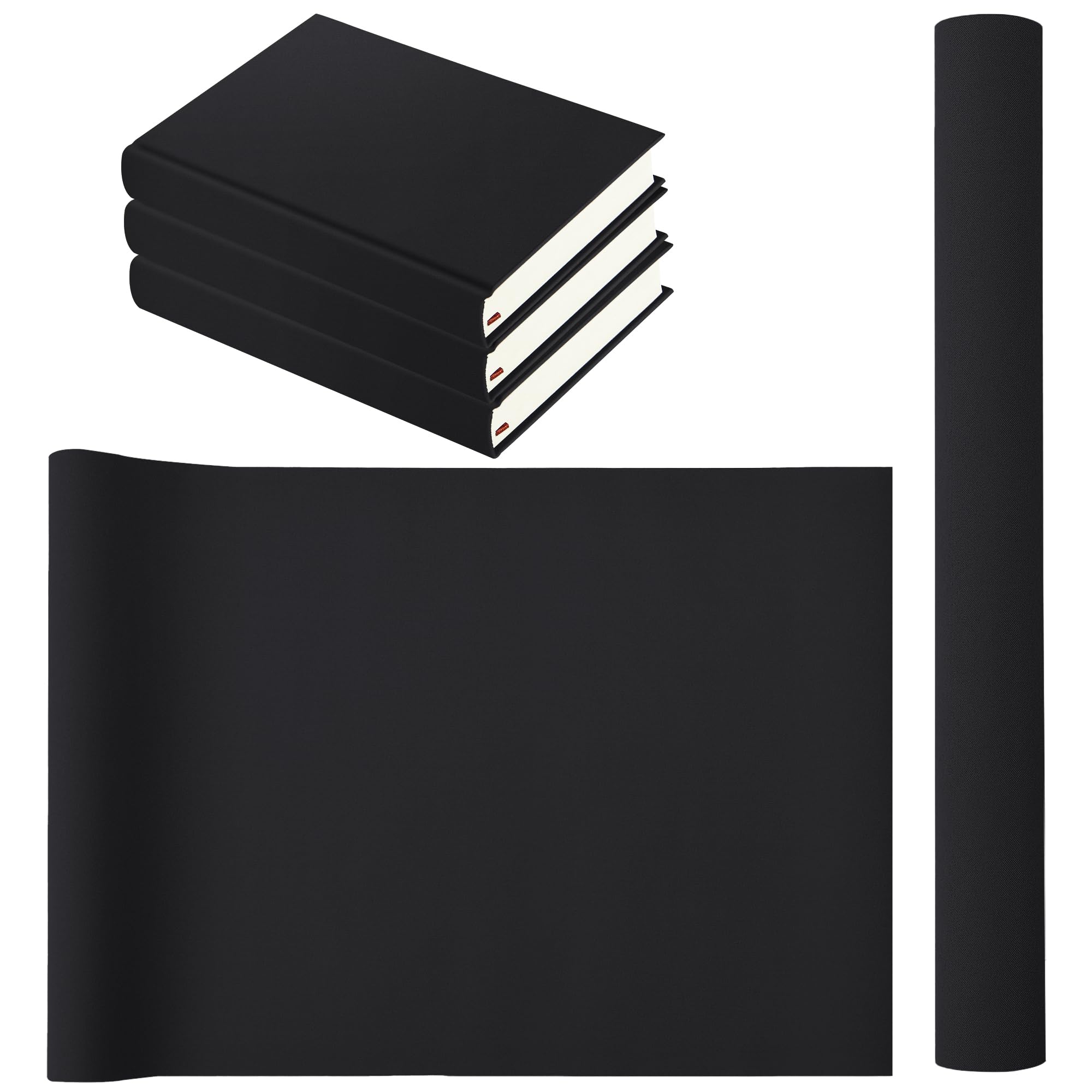 Book Cloth 17x55 Inch - Premium Book Binding Fabric for DIY Book Covers, Album Making & Scrapbooking - Black Bookbinding Material for Crafts, Journals & Home Decor Projects