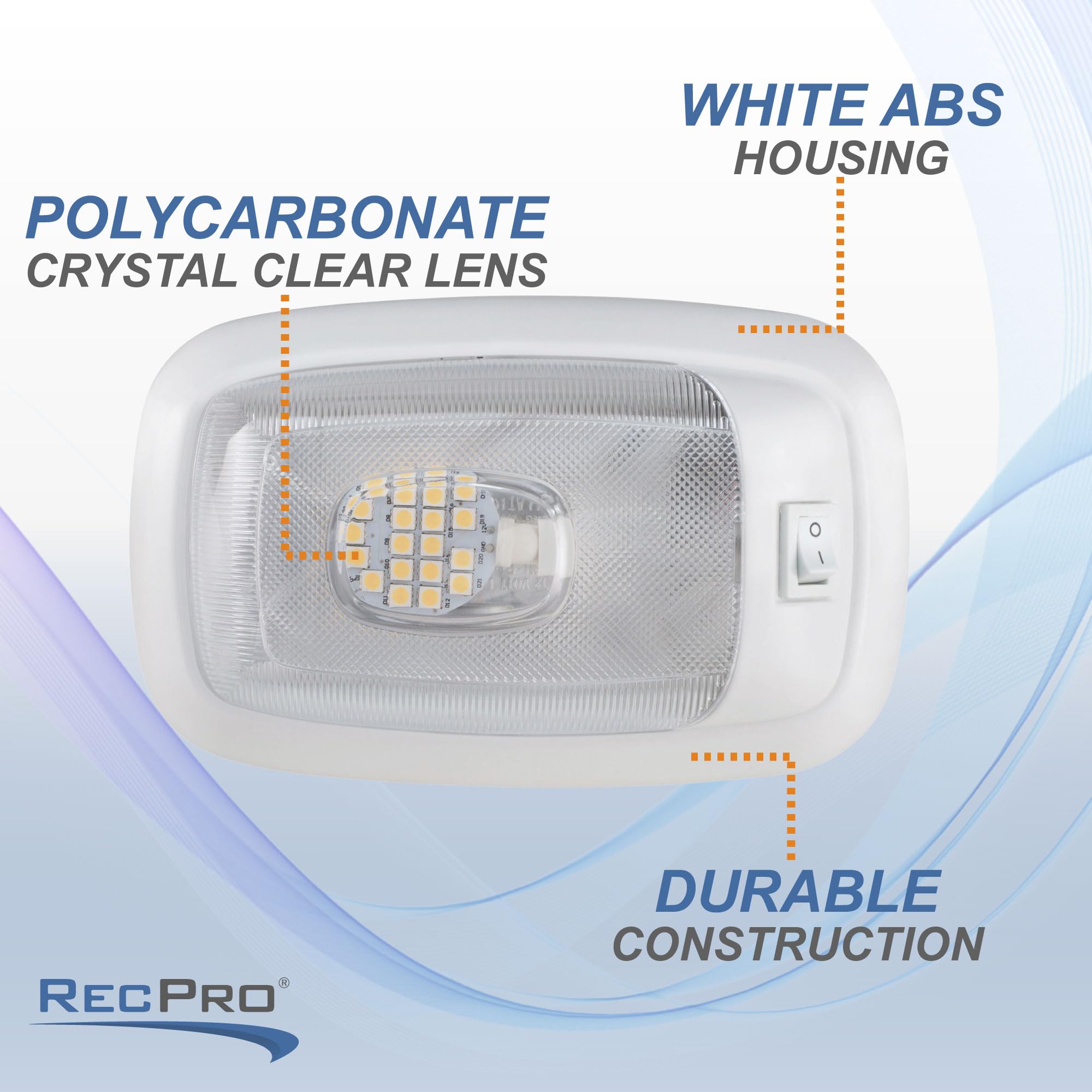 RecPro 5 RV LED 12V Dome Pancake Light - 4200K Warm White for Camper, Trailer & Marine - Energy Efficient Interior Lighting for Nighttime Comfort