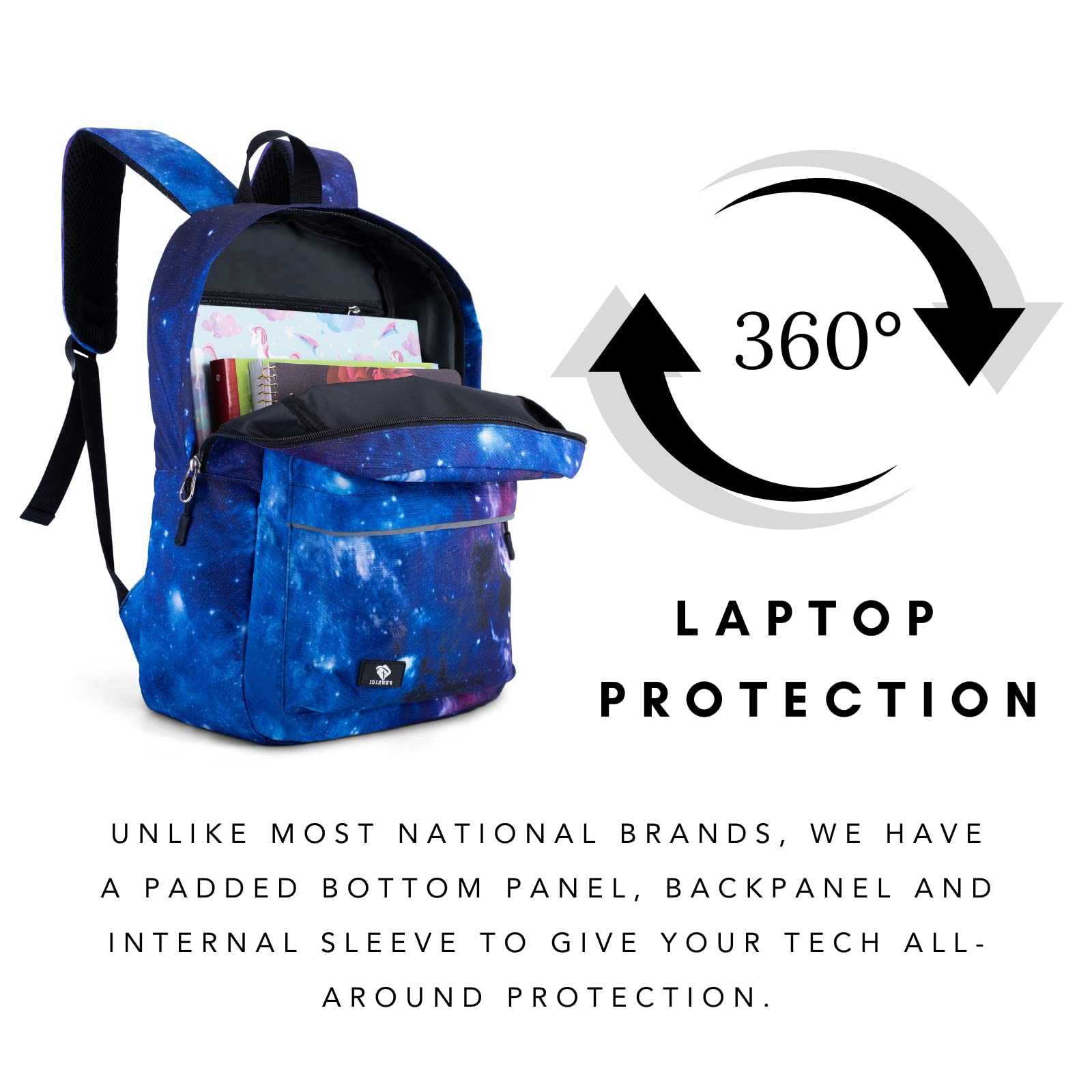 Fenrici Tie Dye Backpack for Boys & Girls - 16 Inch Blue Bookbag with Padded Laptop Compartment - Stylish Indigo Blue School Backpack for Kids & Teens - Perfect for School, Travel & Daily Use