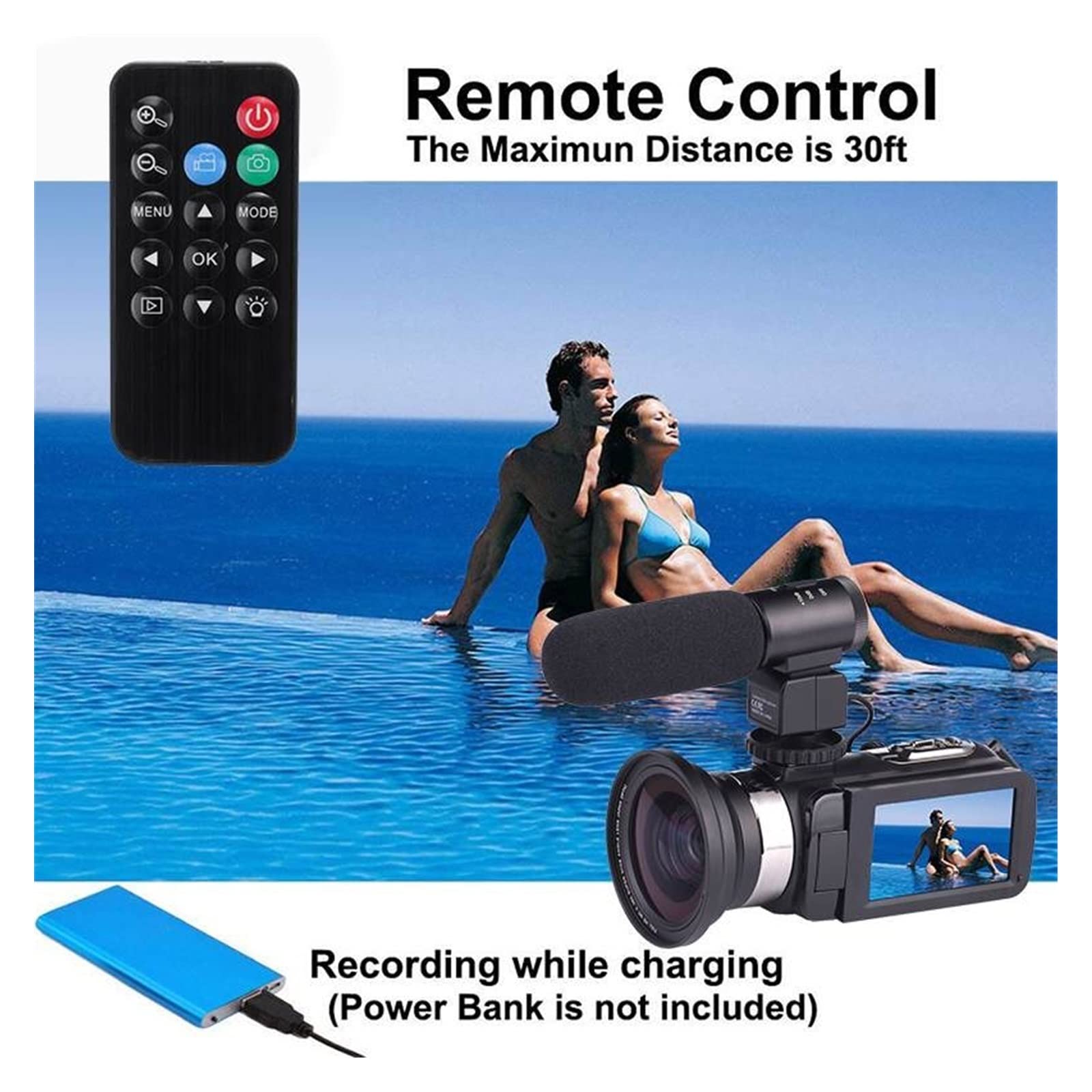 BODORME 30MP 4K HD Professional Vlog Camera with Night Vision, Touch Screen & 18X Digital Zoom - Perfect for YouTube Vlogging, Travel Videos, and Low-Light Photography (Includes Microphone Lens)
