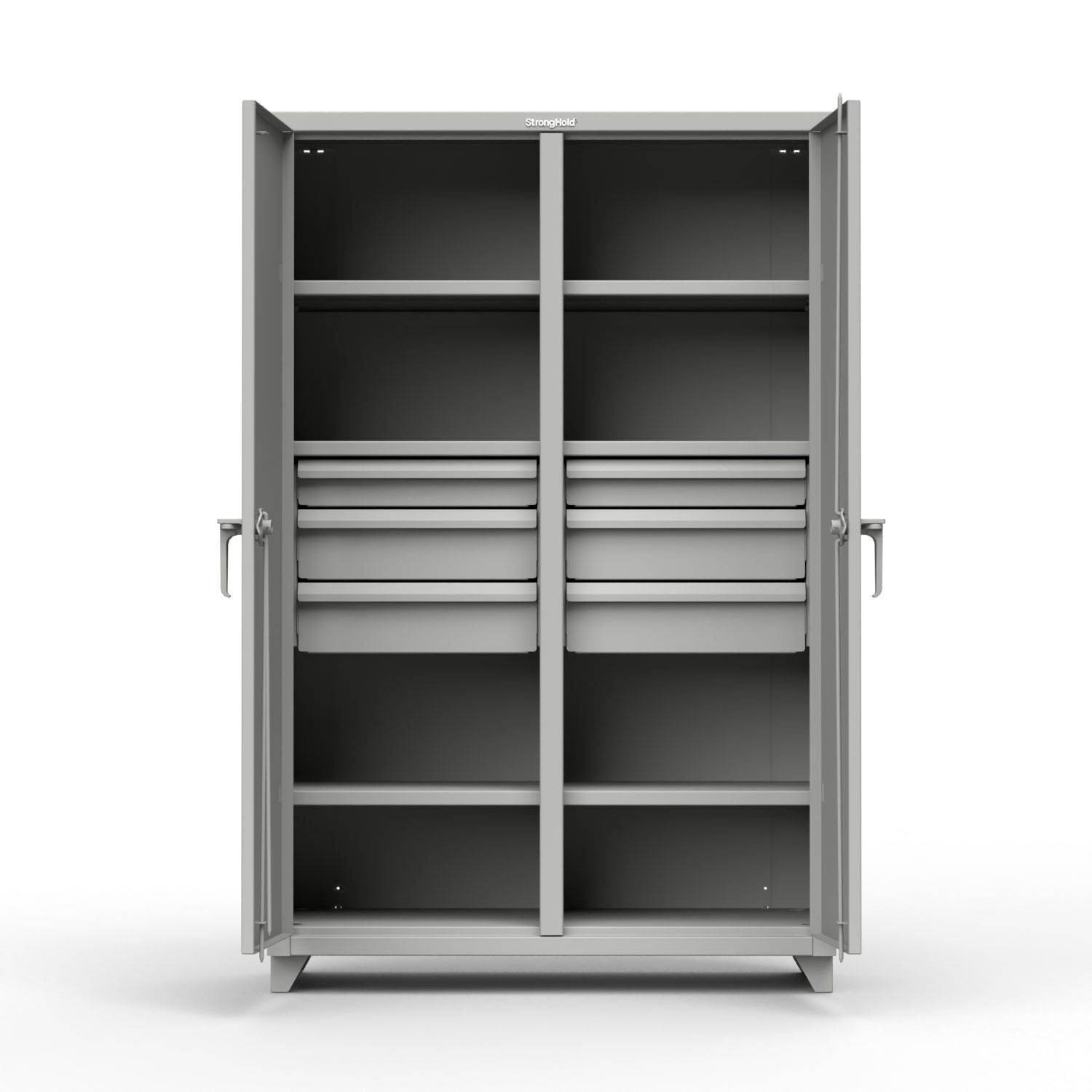 Heavy Duty 12 GA Double Shift Steel Cabinet with 16 Drawers & 2 Shelves - 60