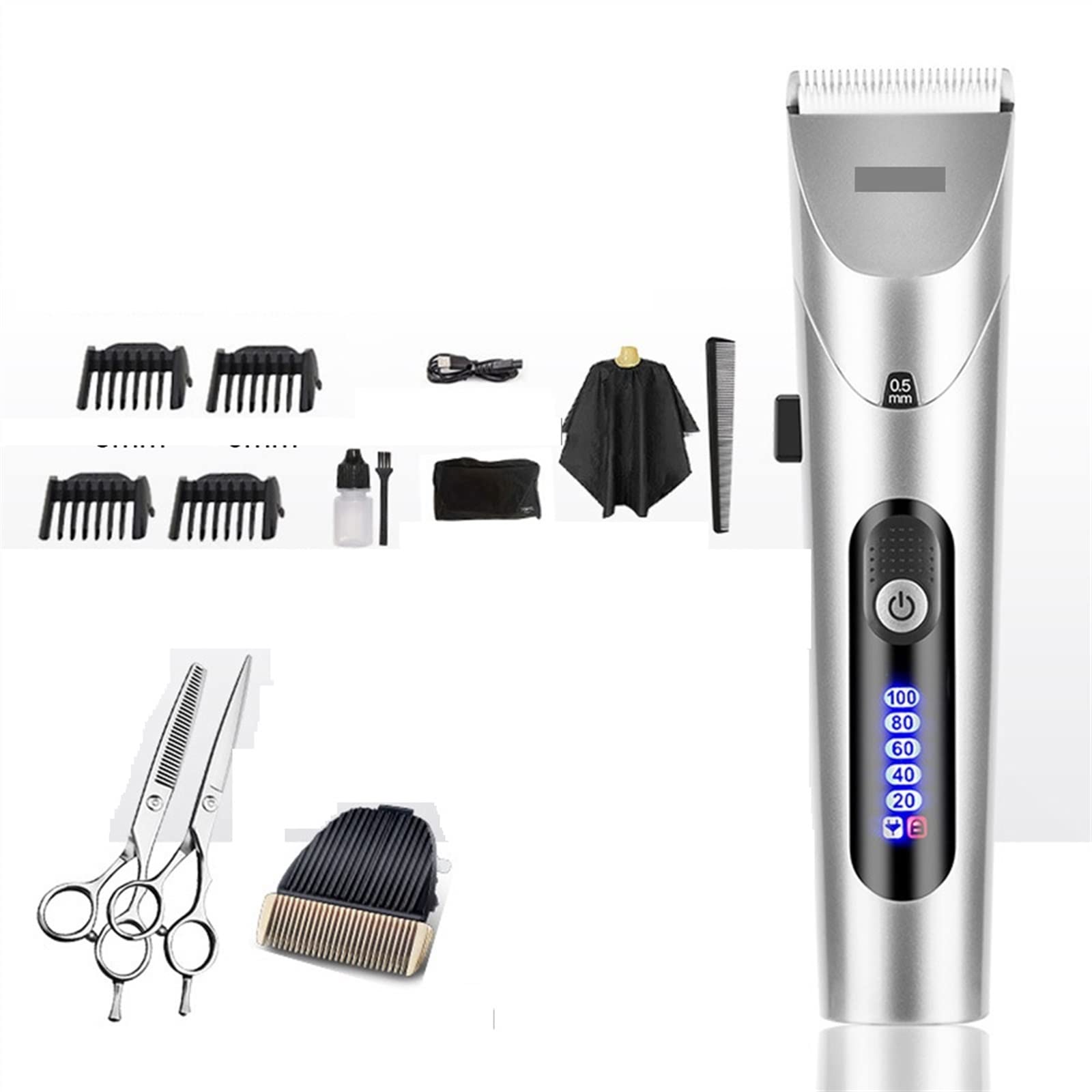 Professional Hair Clipper Set for Men - Rechargeable Electric Trimmer with LED Screen, Washable Steel Head & Strong Power - Perfect for Home Haircuts, Barber Styling & Beard Trimming (Color: Hair Clipper Set)