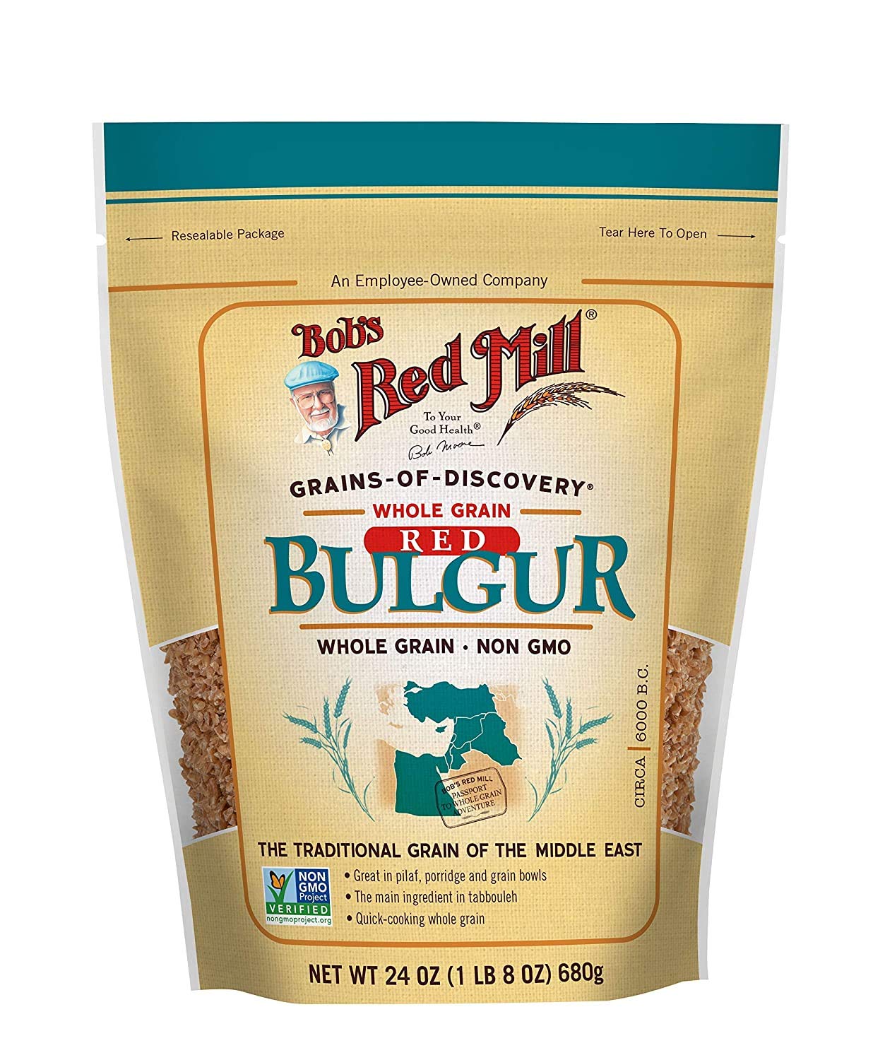Organic Hard Red Wheat Bulgur by Bob's Red Mill - 28 Oz (Pack of 4) | Whole Grain for Salads, Pilafs & Healthy Meal Prep | Bulk Pantry Staple | Non-GMO, Kosher Certified