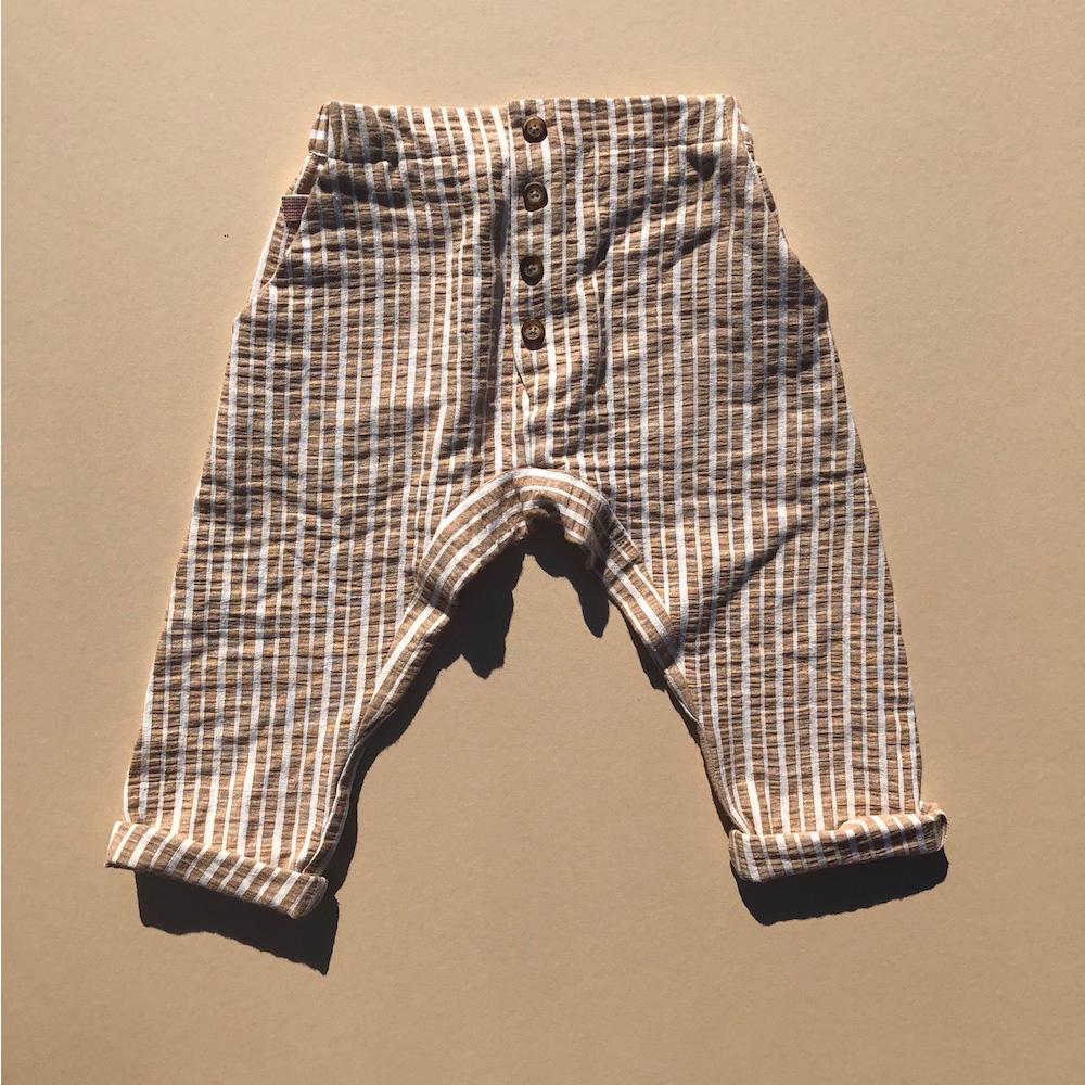 Tan Stripe Linen Archer Pants for Women - Comfortable High Waisted Wide Leg Trousers for Summer, Office Wear & Casual Outfits