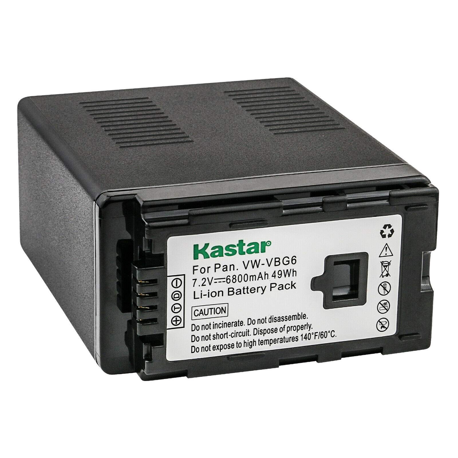 Kastar 3-Pack VW-VBG6 Pro Battery and LCD Dual Fast Charger for Panasonic Camcorders - Compatible with HDC-SD5GK, SD5BNDL, SD7, SD8K, SD9 Series - Perfect for Travel, Vlogging & Professional Video Recording