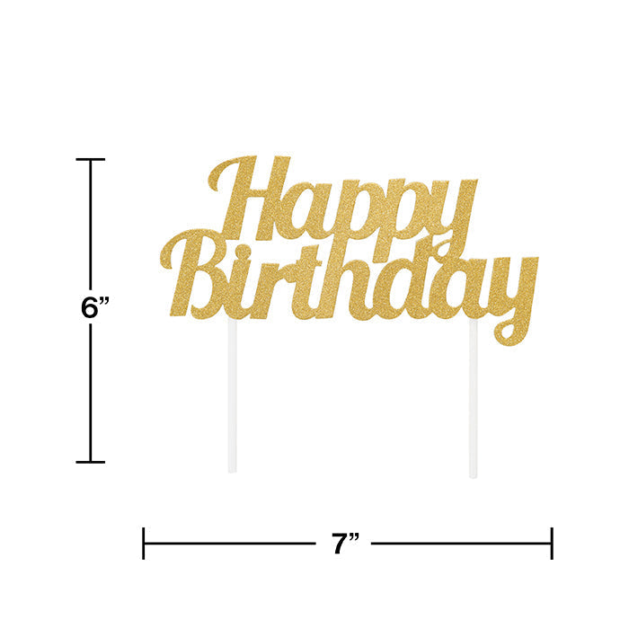 12-Piece Bulk Gold Glitter Happy Birthday Cake Toppers - Perfect for Birthday Parties, Wedding Cakes & Special Events Decorations