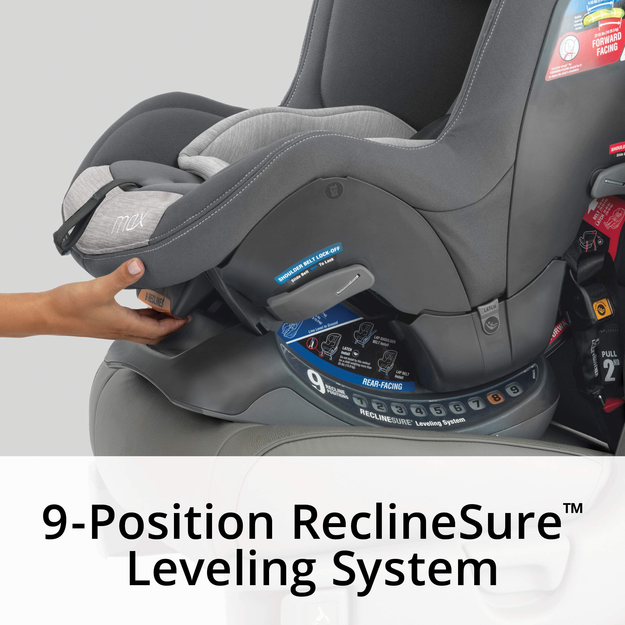 Chicco NextFit Max ClearTex Convertible Car Seat – Rear-Facing for Infants 5-40 lbs & Forward-Facing for Toddlers 22-65 lbs | Safe & Comfortable Baby Travel Gear | Cove/Grey | Perfect for Road Trips, Daily Commutes & Airplane Travel