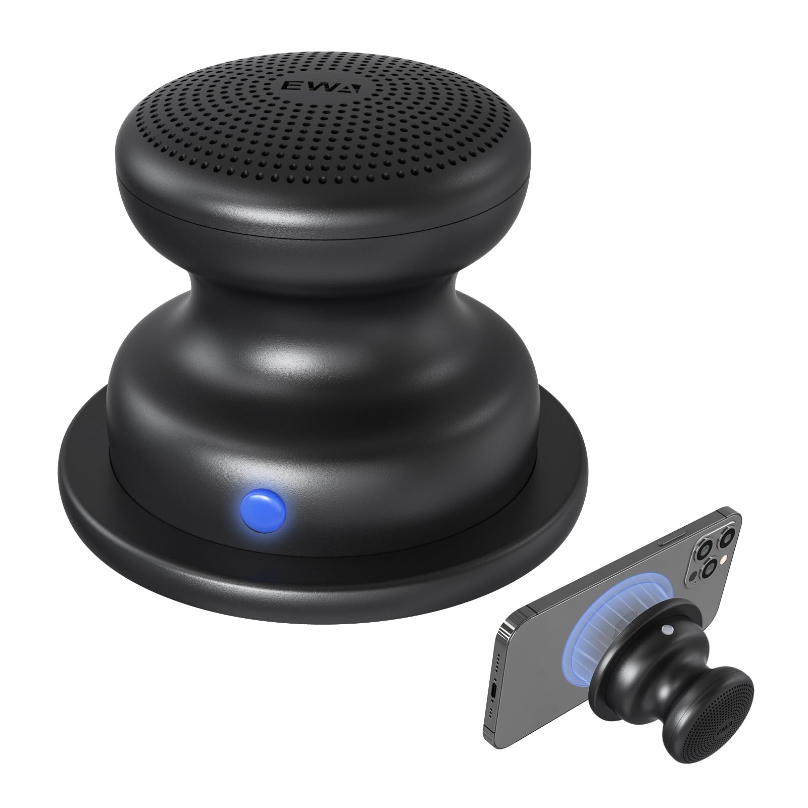 EWA A117 Mini Portable Wireless Bluetooth Speaker with Magnetic Base - Powerful Sound, Easy Metal Surface Attachment, Magsafe & iPhone 15/14/13/12 Pro/Max Compatible - Perfect for Home, Office, Travel & Outdoor Adventures