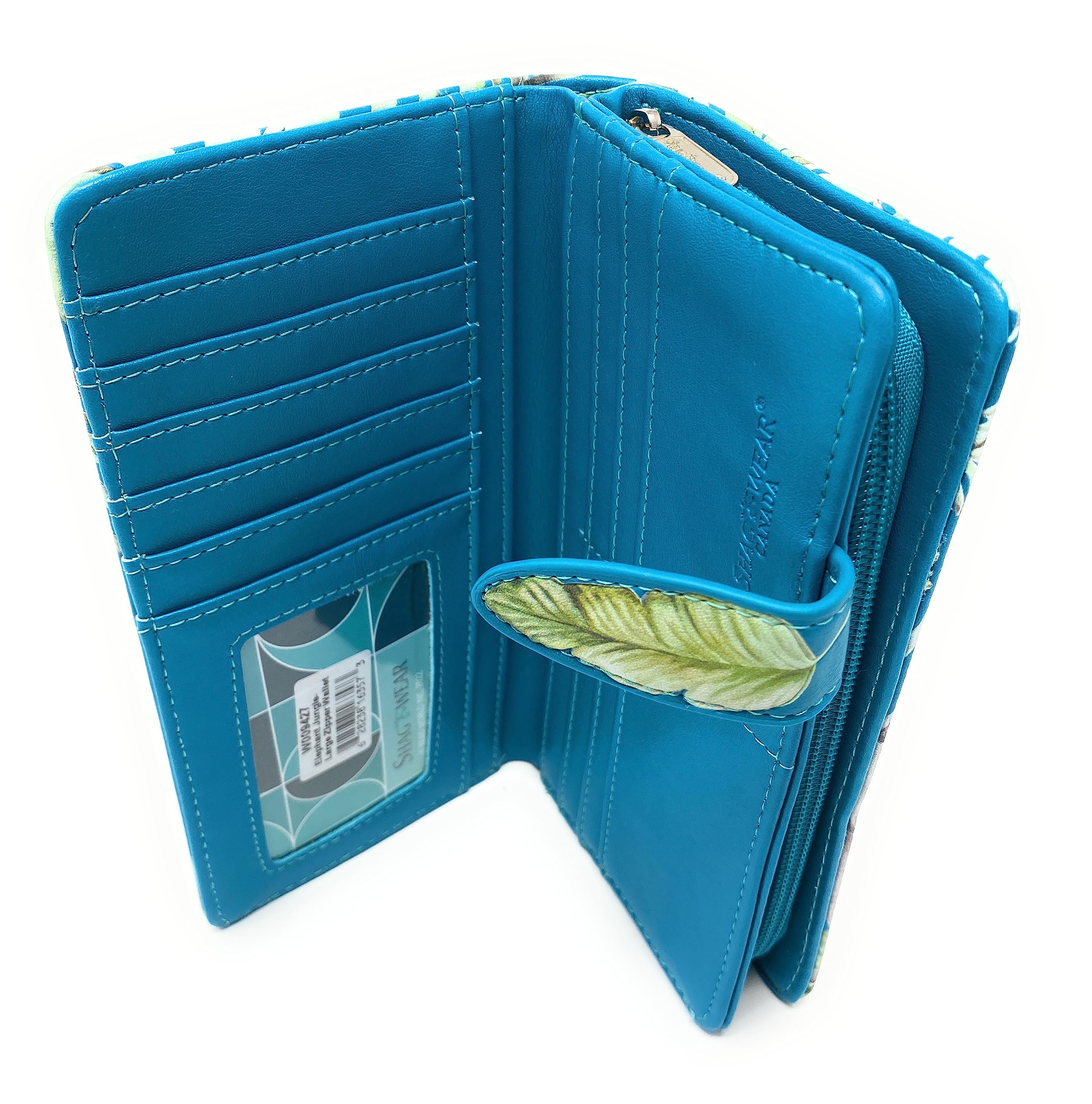 Shag Wear Elephant Jungle Large Animal Wallet for Women & Teens - Vegan Faux Leather 7