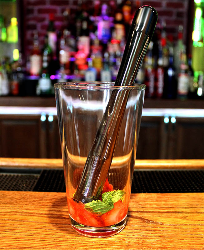 BarConic® Premium Cocktail Muddler - Gun Metal Finish with Black Tenderizer Head - Perfect for Mojitos, Old Fashioned & Home Bartending