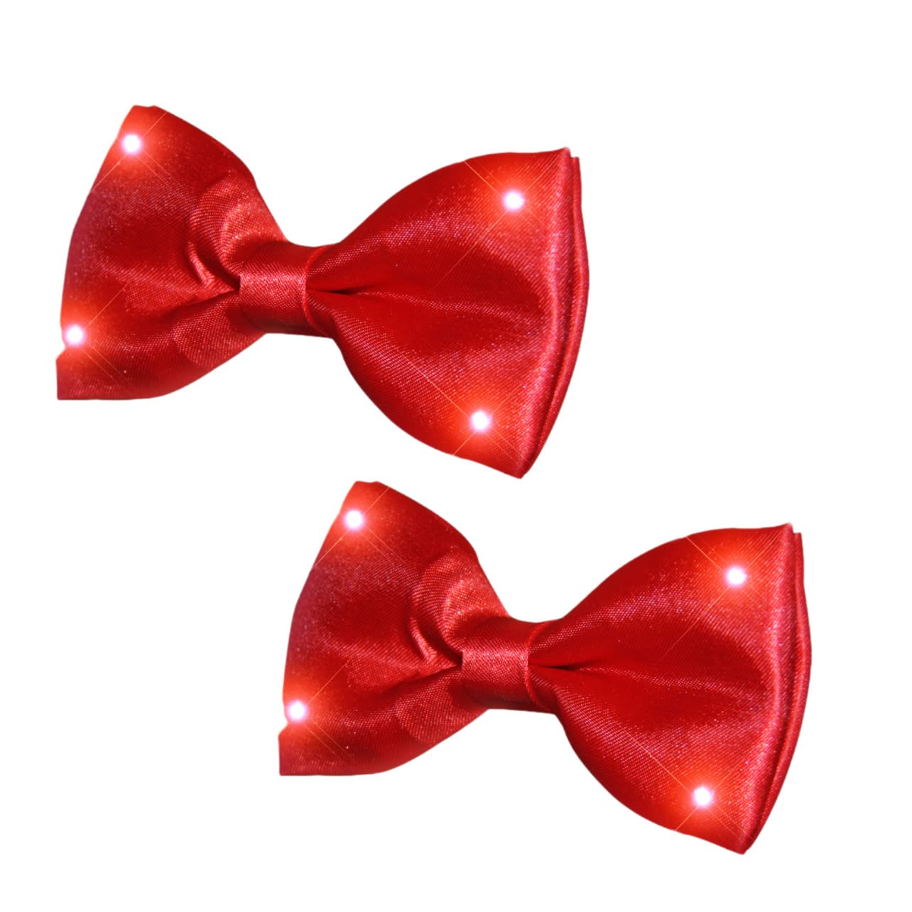 2 Pack LED Light Up Red Bow Tie - Battery Powered Glowing Bowtie for Christmas, Halloween, Parties & Cosplay - Perfect for Costumes, Festive Events & Nighttime Visibility