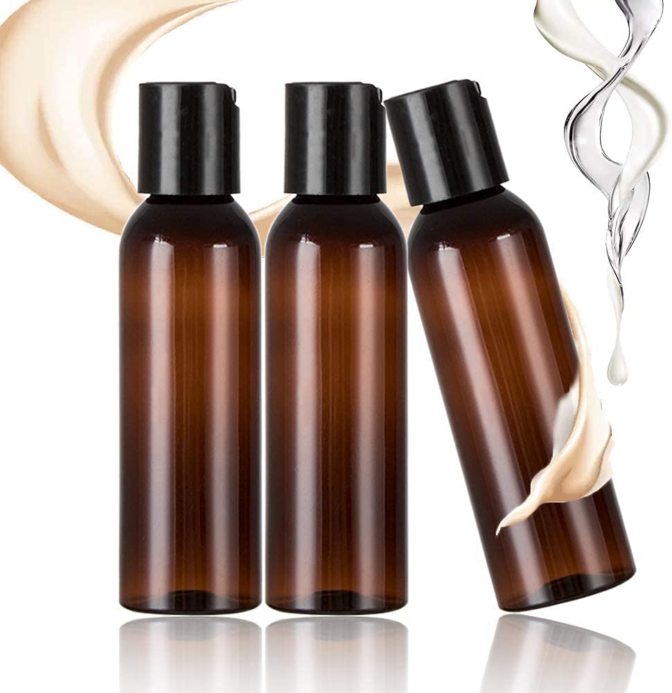 10-Pack 100ml Amber & Clear Plastic Travel Bottles - Leak-Proof Refillable Squeeze Containers with Flip Cap for Toiletries, Shampoo, Oils - Perfect for TSA Carry-On, Gym, Vacation & DIY Beauty Products