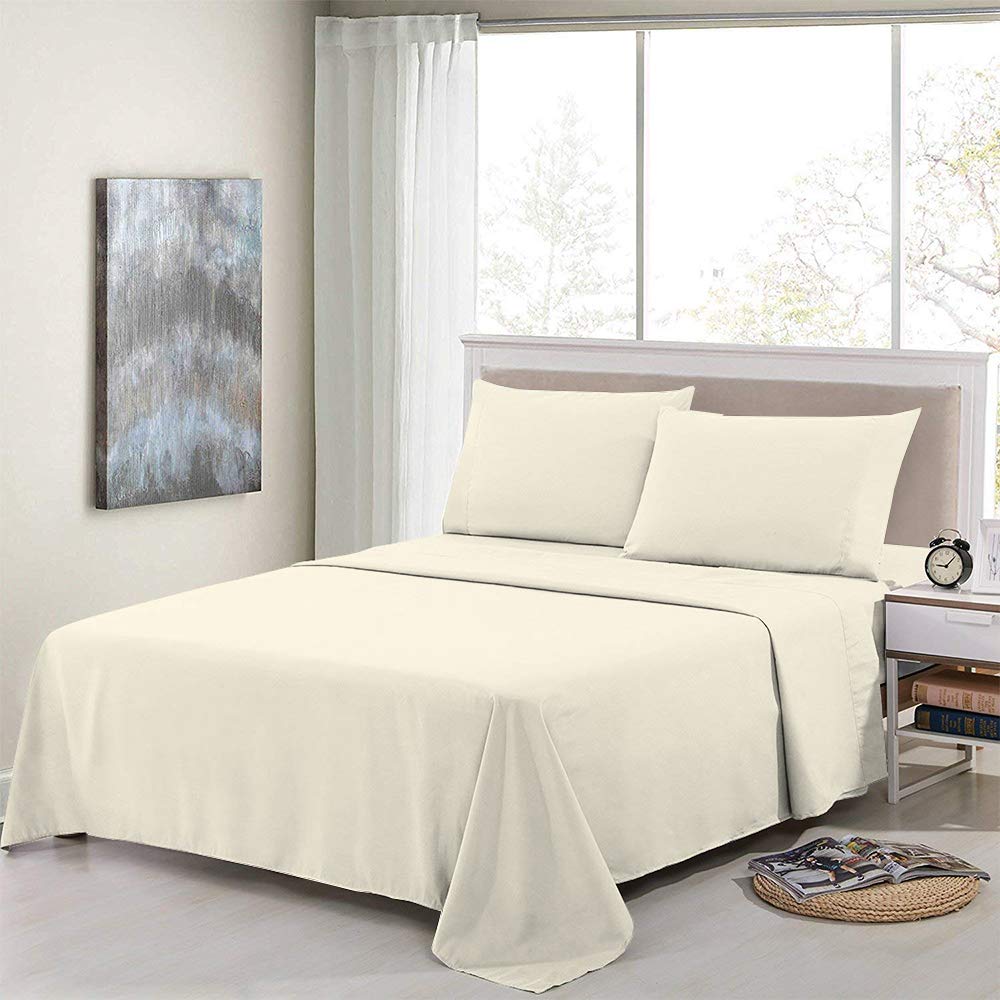 Split King Sheets for Adjustable Beds - 100% Cotton 5-Piece Deep Pocket Sheet Set - Breathable & Soft Ivory Solid Bedding for Split King Mattress | Perfect for Master Bedroom, Guest Room & Sleep Comfort
