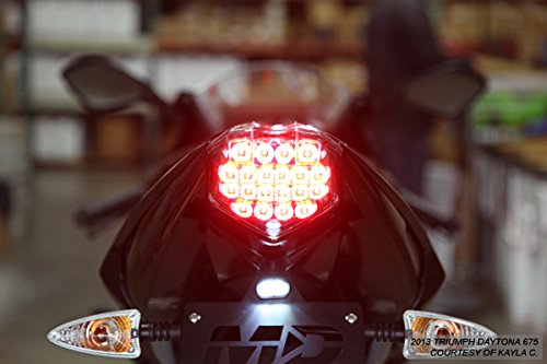 Sequential LED Tail Lights Clear Lens for 2013-2017 Triumph Daytona 675 & 2013-2019 Street Triple 765 RS - High Visibility Brake Light for Motorcycle Safety - Perfect for Night Riding and Track Days