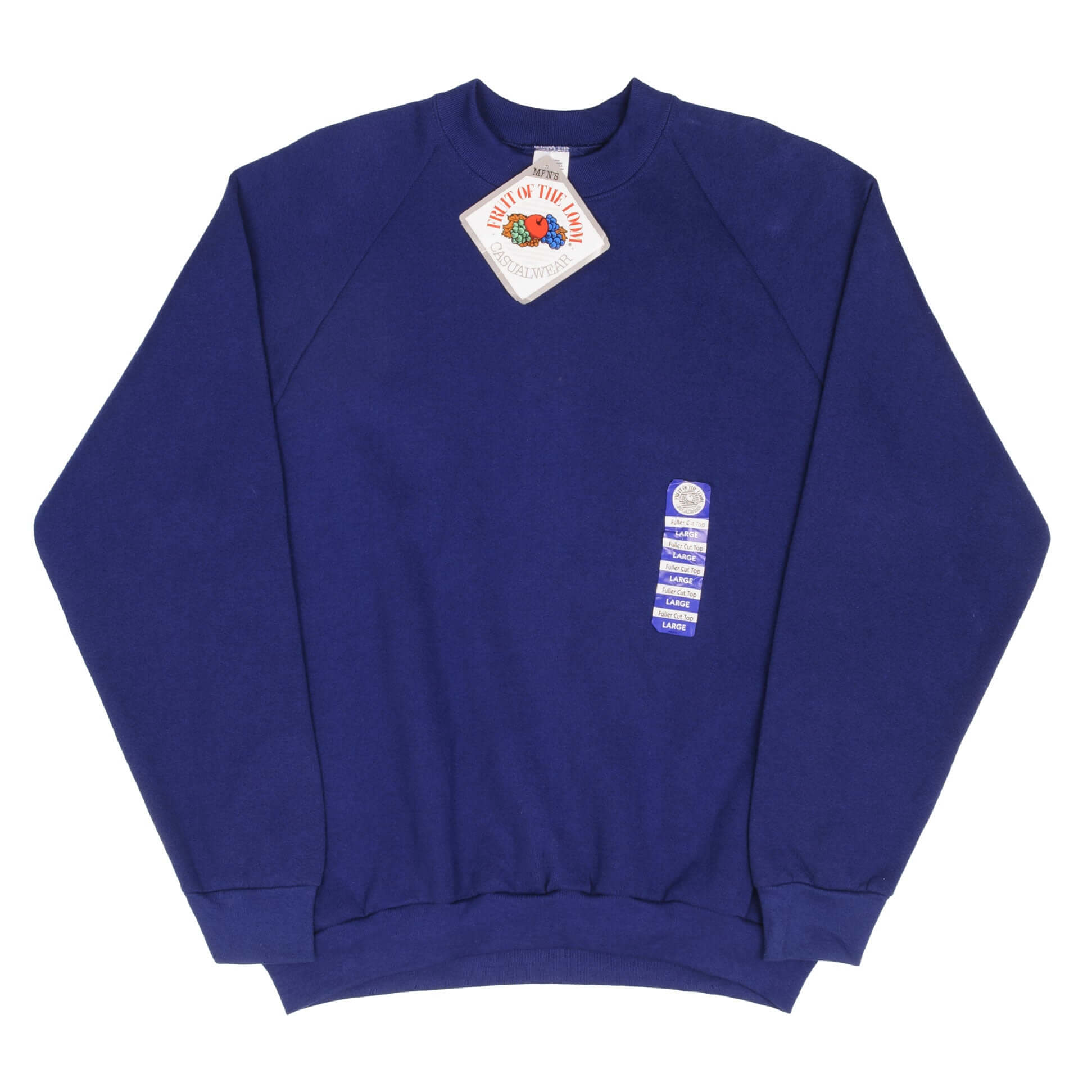Vintage Fruit of the Loom Blue Crewneck Sweatshirt 1992 Large Deadstock - Retro 90s Style Unisex Pullover for Casual Wear & Street Fashion