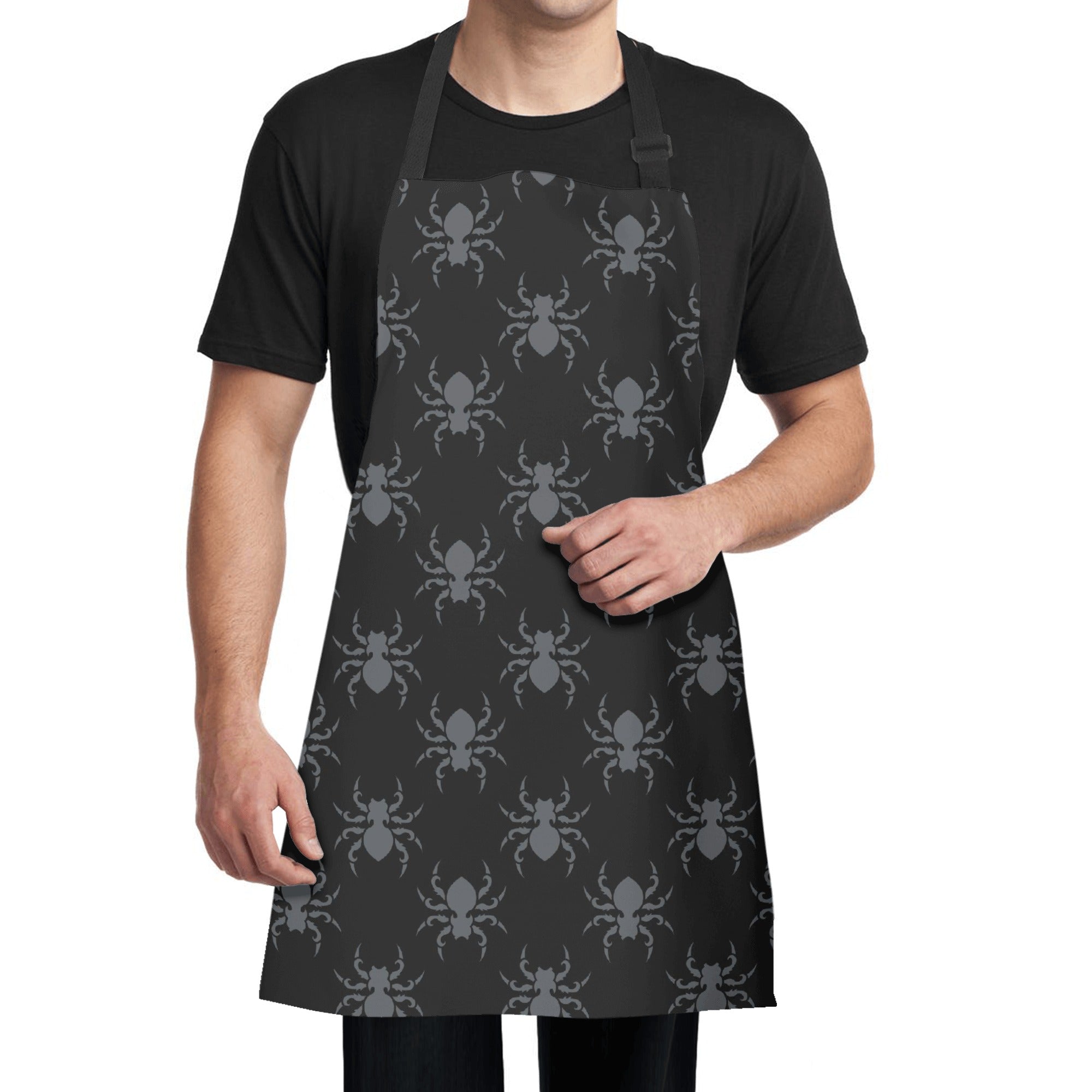 Gothic Spider Print Apron - Stylish & Unique Kitchen Apron for Cooking, Baking & Halloween Costume