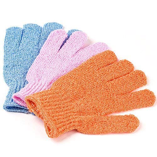 KAAS Exfoliating Bath Gloves for Spa & Shower - Soft Body Scrubber for Smooth Skin - Multicolor (1 Pack) - Perfect for Exfoliation, Massage & Dead Skin Removal