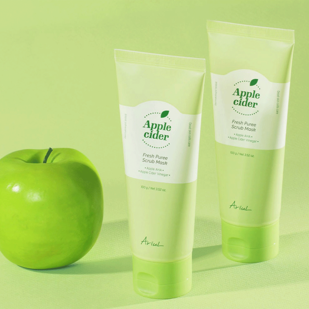 Ariul Apple Cider Vinegar Fresh Puree Scrub Mask 100g - Exfoliating & Brightening Facial Treatment for Glowing Skin | Perfect for Acne-Prone & Dull Skin Care Routine