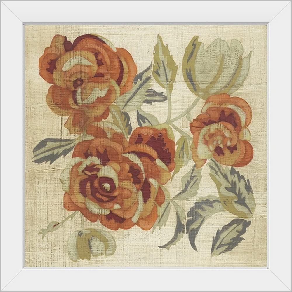 Autumn Rose White Framed Canvas Art Print - Floral Wall Decor for Living Room, Bedroom & Office | CANVAS ON DEMAND