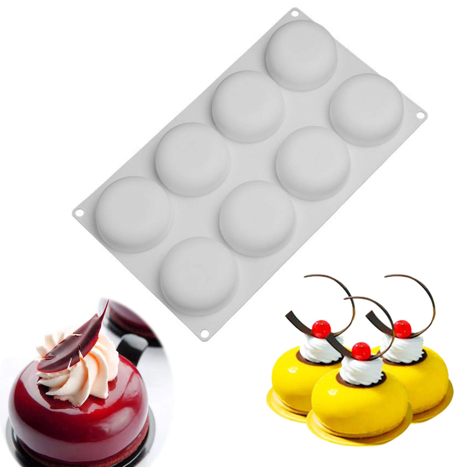 3D Stone Round Shape Silicone Cake Mold - 8 Hole Non-Stick Baking Mould for Mousse, Cheesecake, Pudding & Chocolate - Perfect for Homemade Desserts, Party Treats & Cake Decorating