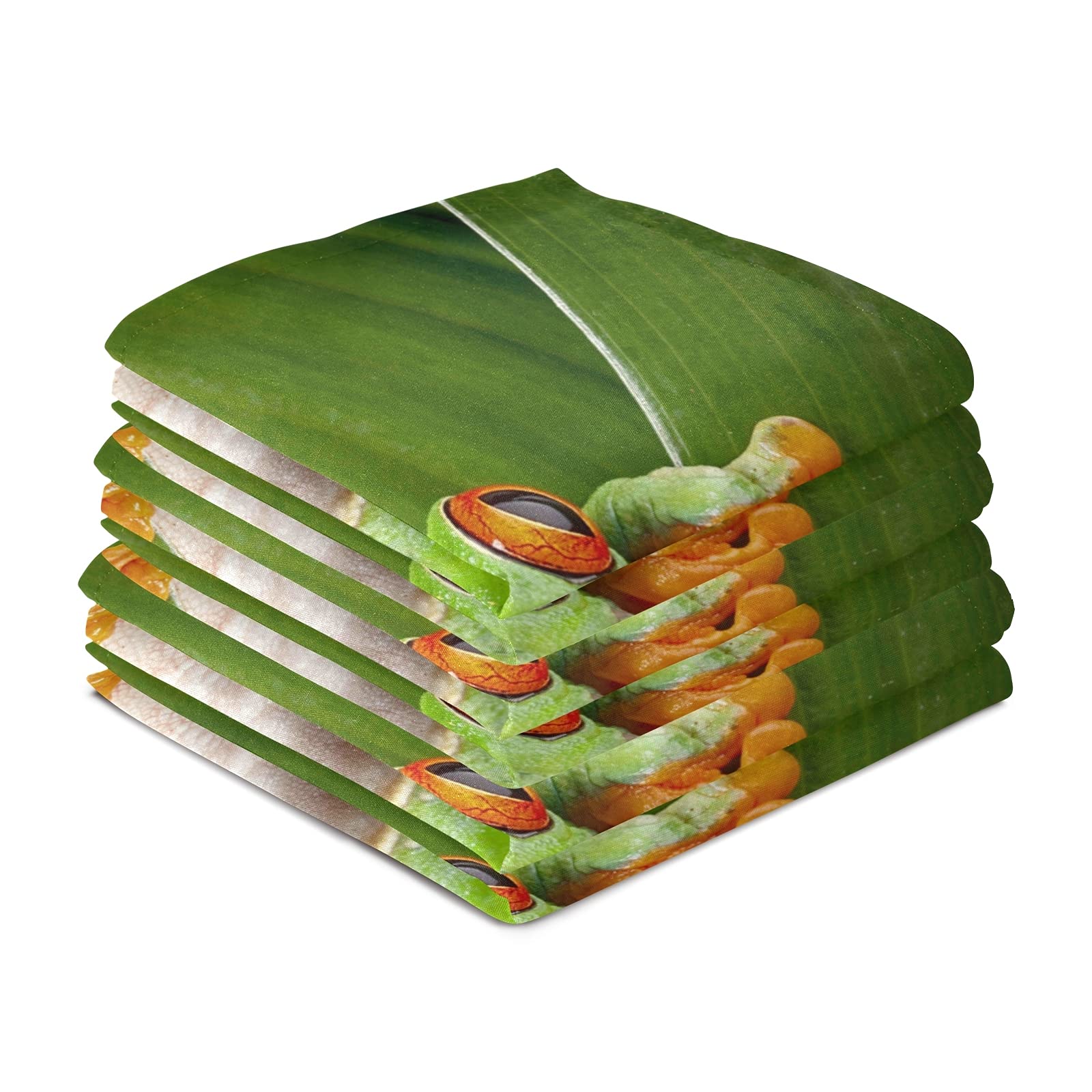 Premium 6-Pack Green Leaf Dish Towels Set - Super Absorbent & Fast Drying Kitchen Cloths (18