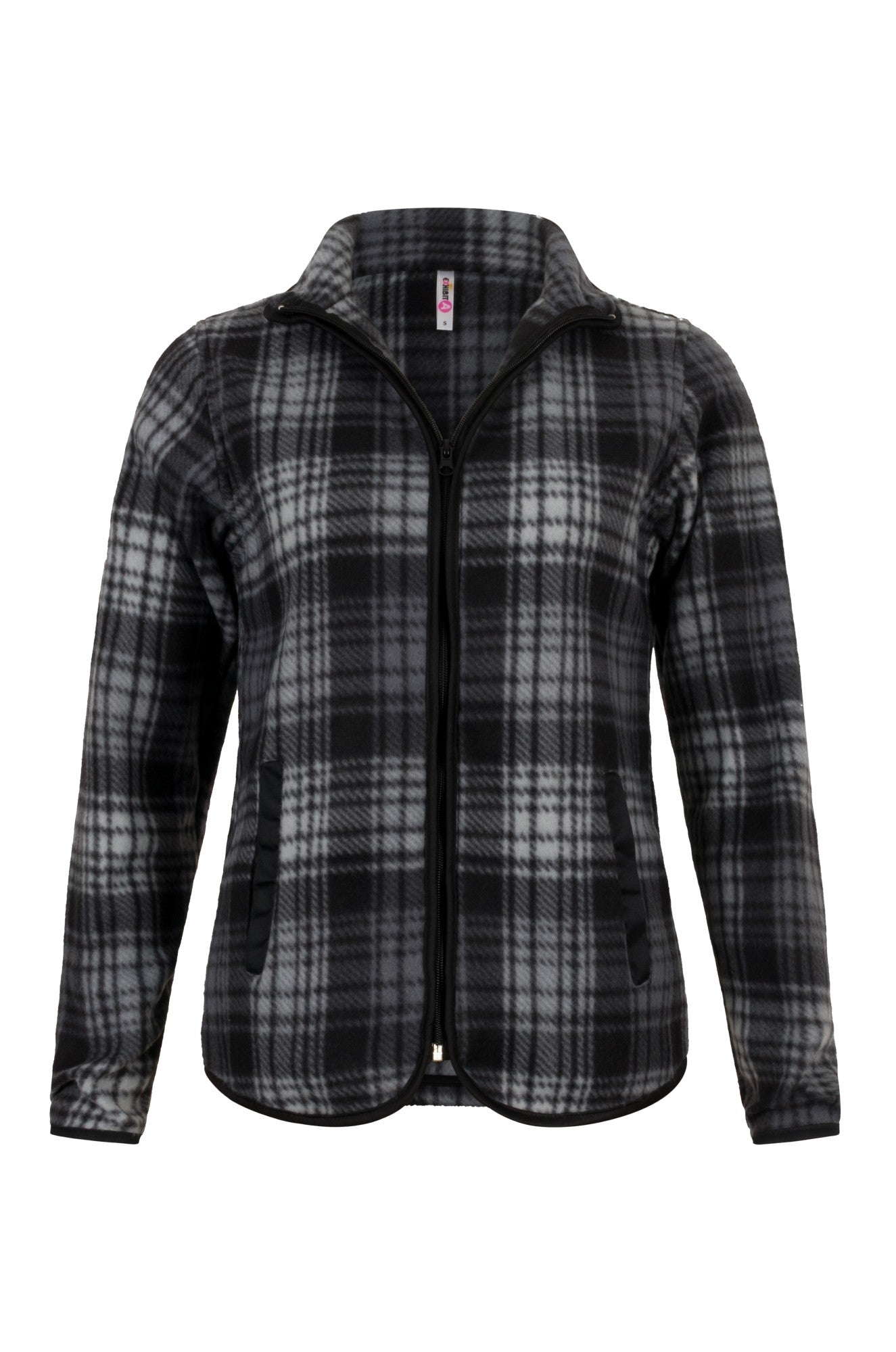 Premium Jacquard Check Polar Fleece Jacket for Men & Women - Warm Winter Coat in Grey/Black (3521B1) | Outdoor Activities, Casual Wear, Cold Weather Protection