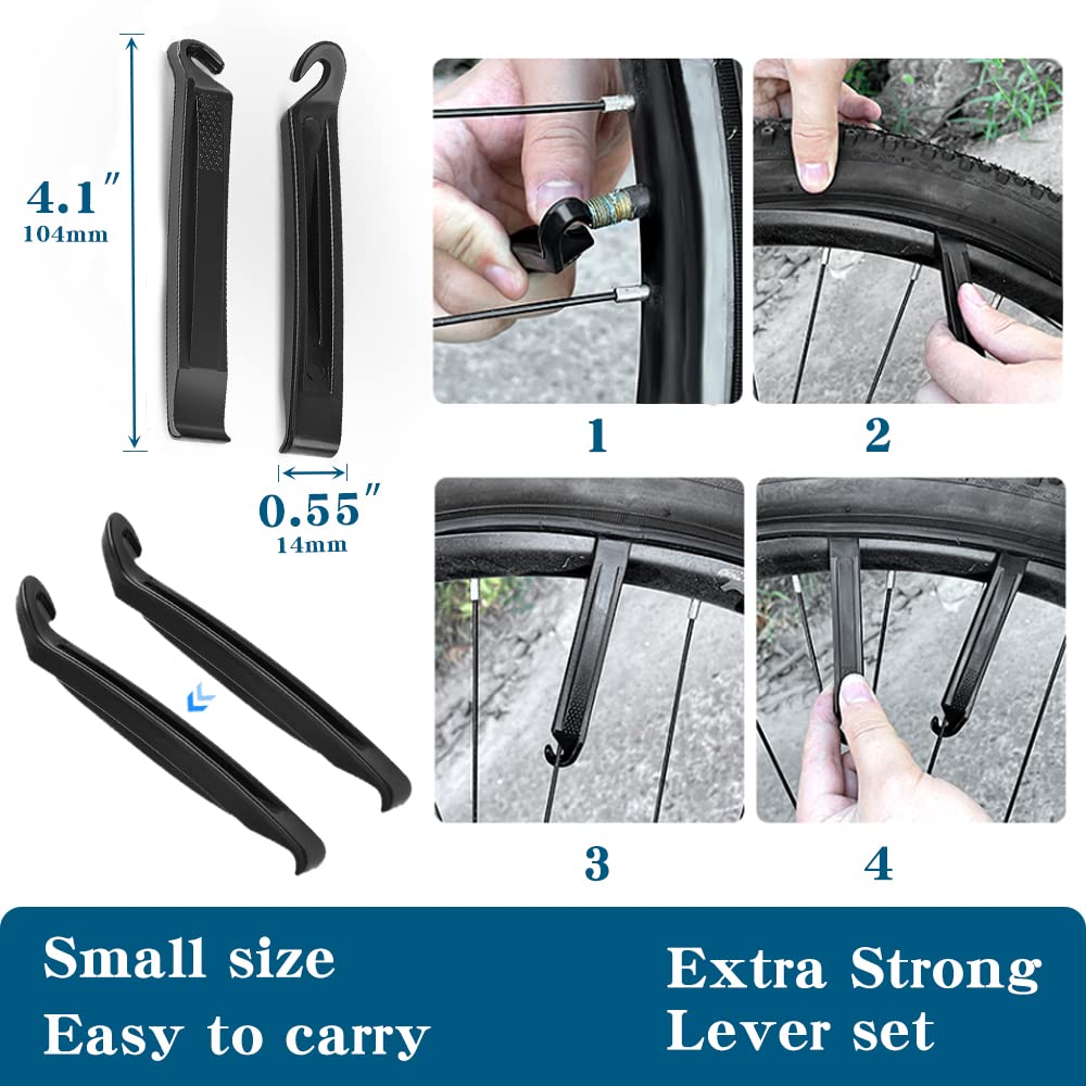 2 Pack Mountain Bike Tires 24/26/27.5/29 Inch - 1.95 to 2.125 Width Folding Replacement Tires with Bead Wire & Tire Levers - Perfect for Trail Riding, Commuting & Off-Road Cycling