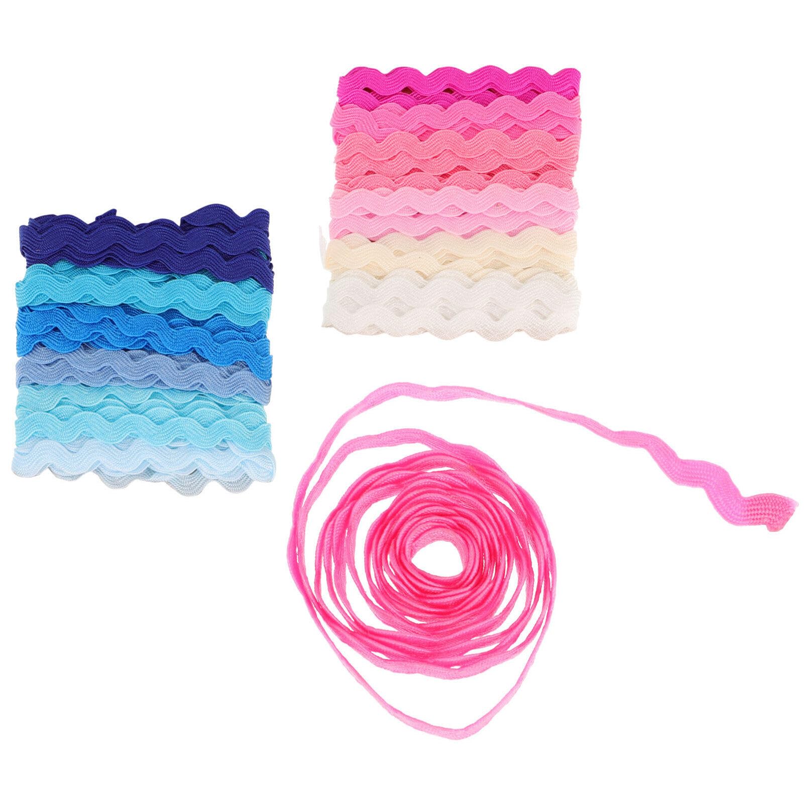 KESYOO 2-Pack Woven Ribbon Tape for Bow Making, Rick Rack Edging, and Sewing Crafts - Decorative Wave Trim Ribbon for DIY Projects, Baby Clothes, and Home Décor