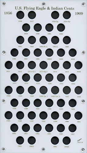 8x14 Inch Acrylic Coin Holder for Flying Eagle & Indian Cents (1856-1909) - 62-Coin Display Case - White - Perfect for Coin Collectors & Numismatic Displays