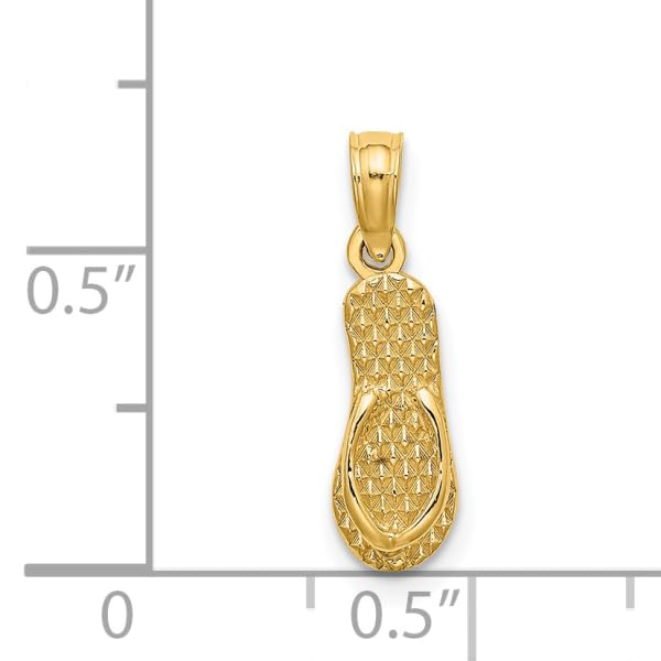 14K Solid Yellow Gold Lbi Long Beach Island Hawaiian Flip Flop Necklace - Sandals Pendant Charm for Beach Vacation, Summer Jewelry Gift for Women - Perfect for Ocean Getaways, Tropical Holidays & Coastal Fashion Accessories