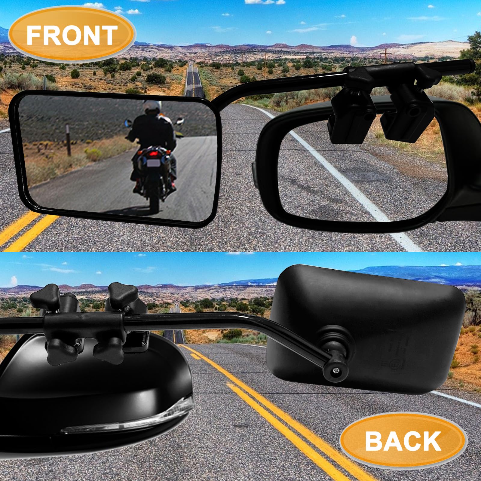 Universal Clip-On Towing Mirrors 1 Pair - 360° Adjustable External Mirror Extensions for Caravan, Truck & Trailer - Perfect for Safe Towing & Enhanced Rear Visibility While Driving