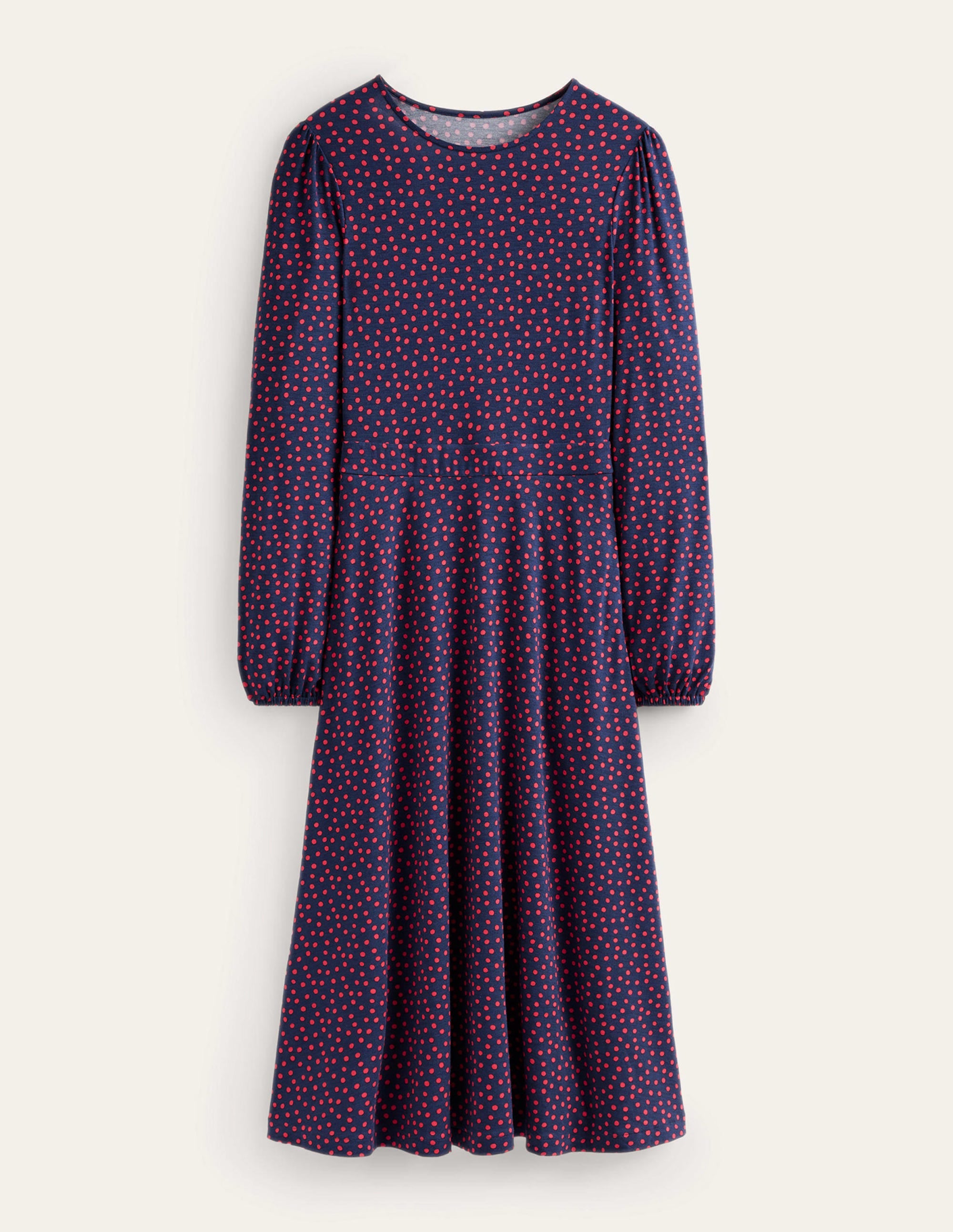 Camille Jersey Midi Dress - Floral Peony Print & Abstract Polka Dot Design for Women | Perfect for Summer Outfits, Beach Vacations & Casual Date Nights