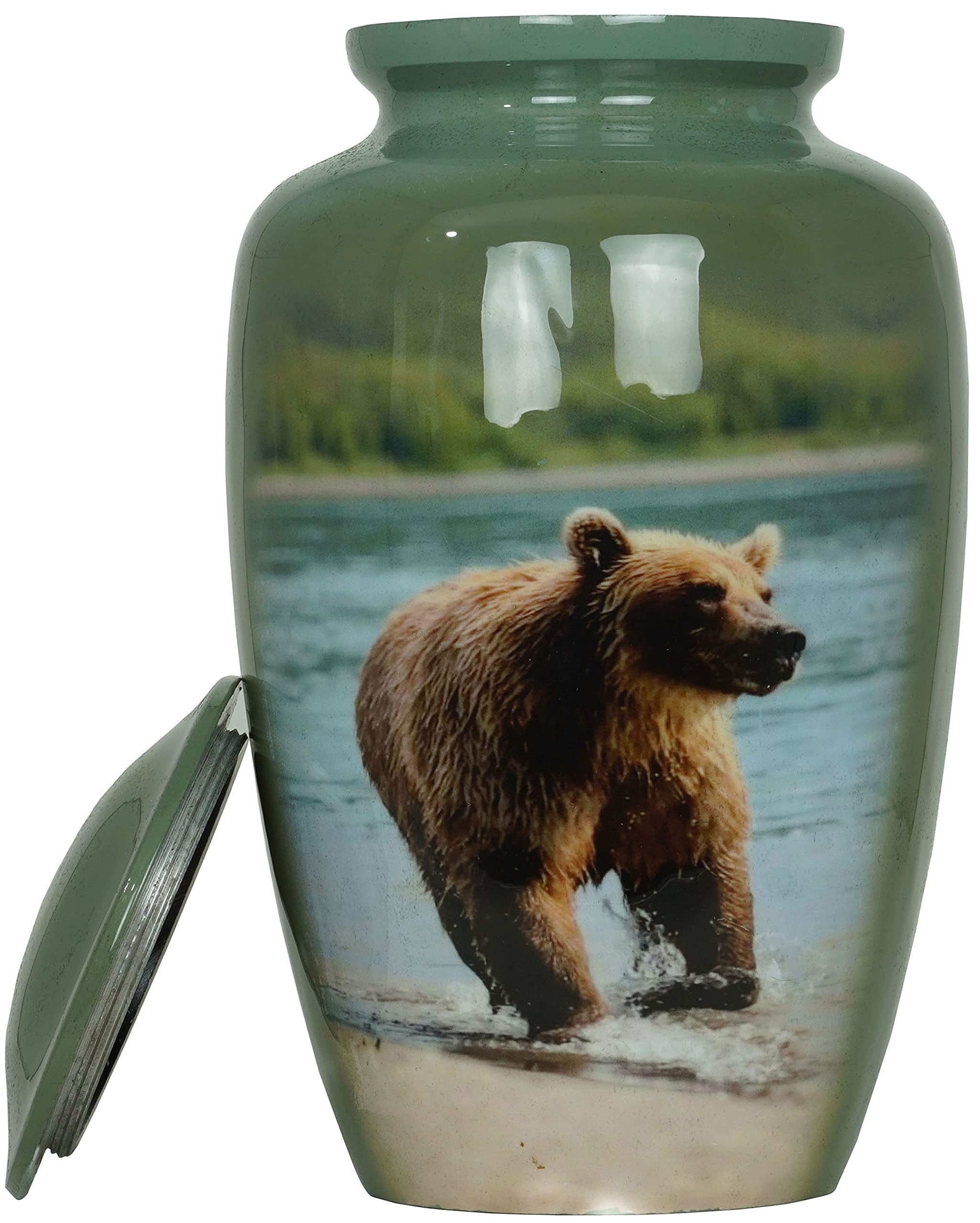 Handcrafted Adult Cremation Urn for Human Ashes - Elegant Funeral Burial Urn with Velvet Bag (Bear Design) - Perfect for Memorial Services, Home Display & Final Resting Place