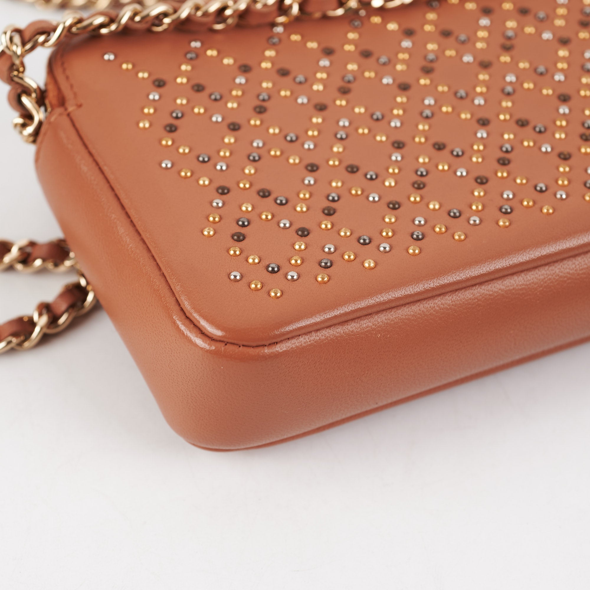 Chanel Studded Wallet on Chain Lambskin Brown Crossbody Bag - Luxury Designer Purse for Women, Perfect for Evening Parties & Date Nights
