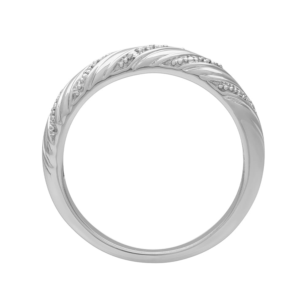 925 Sterling Silver Rings for Women - Diamond Accent Twisted Dome Wedding Band, Promise Ring & Anniversary Jewelry | Elegant Silver Jewelry for Weddings, Engagements & Special Occasions