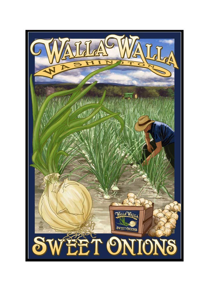 Premium Walla Walla Sweet Onions Art Print - 24x36 Framed Canvas Wall Decor for Kitchen, Dining Room & Farmhouse Style Homes