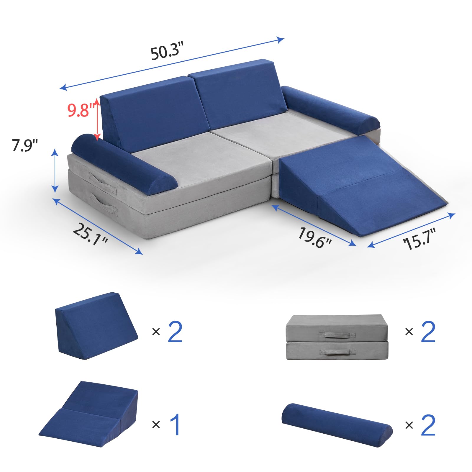 Kids Play Couch Set - 9 Piece Toddler Sofa for Imaginative Play | Soft Foam Climbing Cushions for Indoor & Outdoor Use | Creative Furniture for Toddlers to Teens | Perfect for Playrooms, Bedrooms & Backyards