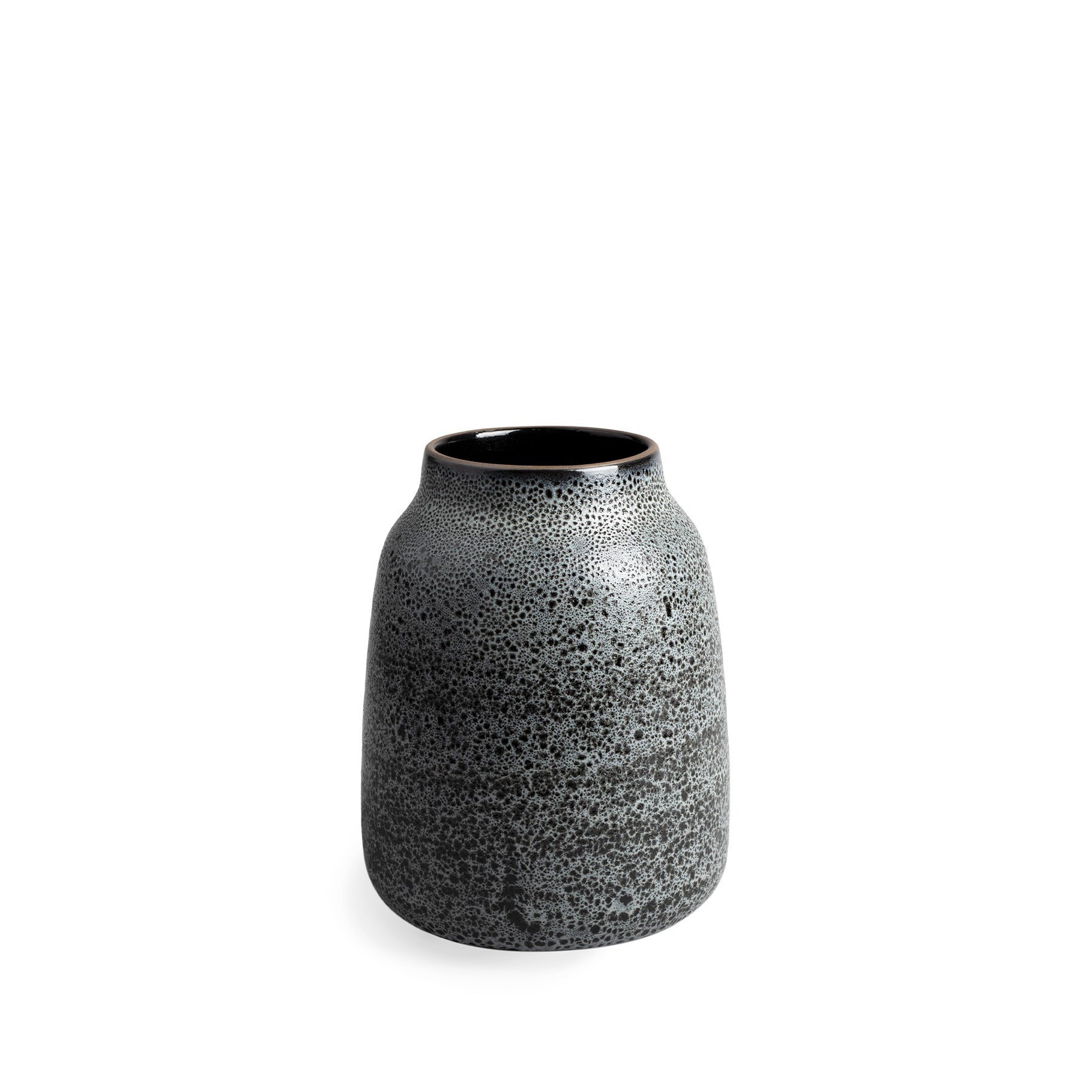 Fog and Gloss Black Wide Vase - Elegant Home Decor for Living Room, Dining Table, or Wedding Centerpiece