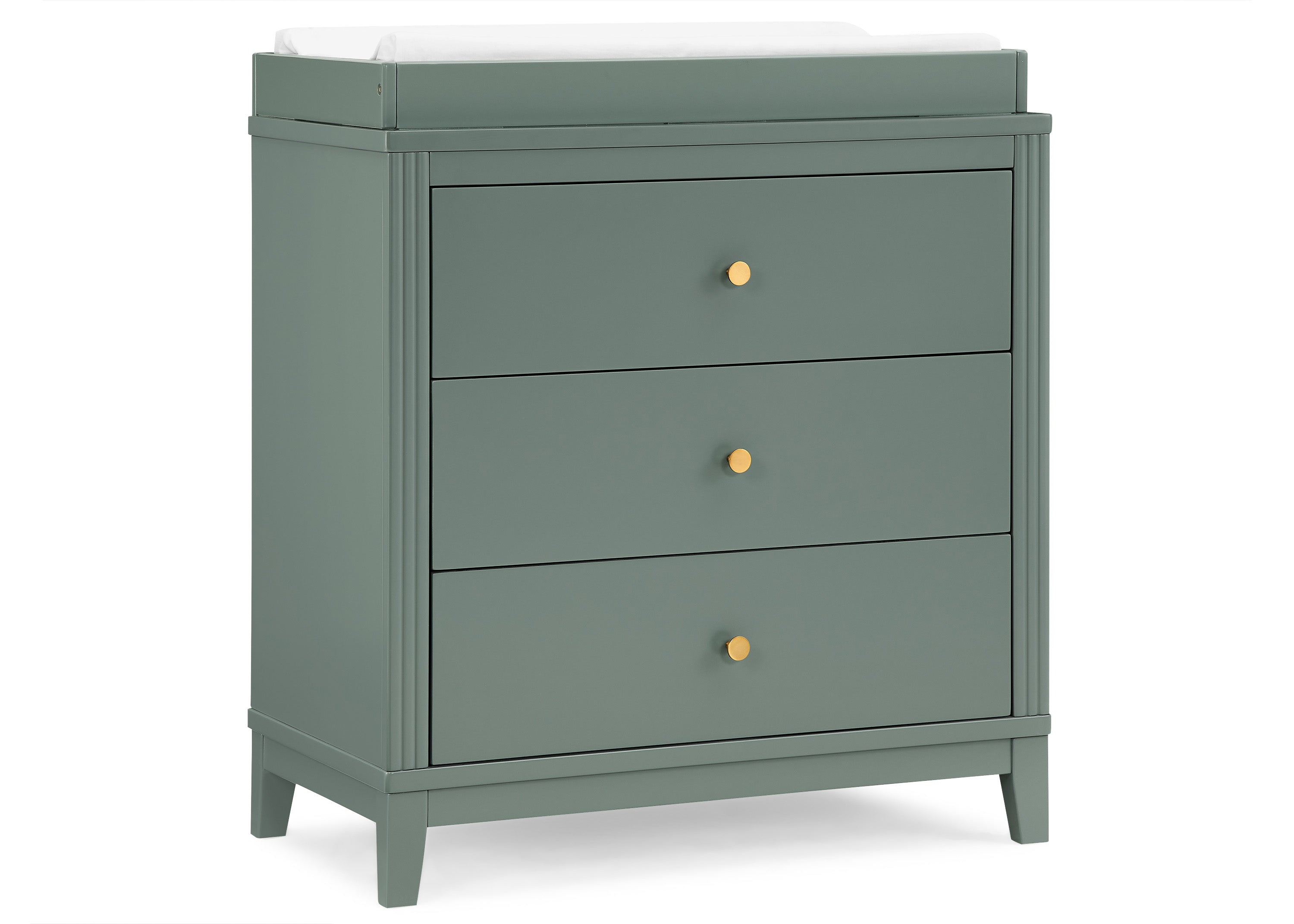 Eloise 3 Drawer Dresser with Changing Top & Interlocking Drawers - Nursery Storage Solution for Baby Clothes, Diapers & Essentials | Modern Baby Changing Table & Dresser Combo for Nursery Organization
