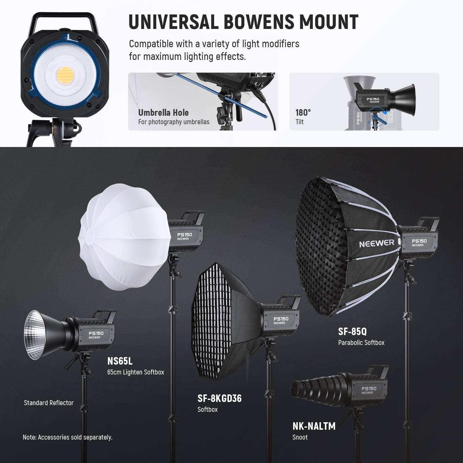 NEEWER FS150 130W LED Video Light Panel - Dimmable Bi-Color 5600K+3200K for Photography, YouTube, Studio Filming & Live Streaming
