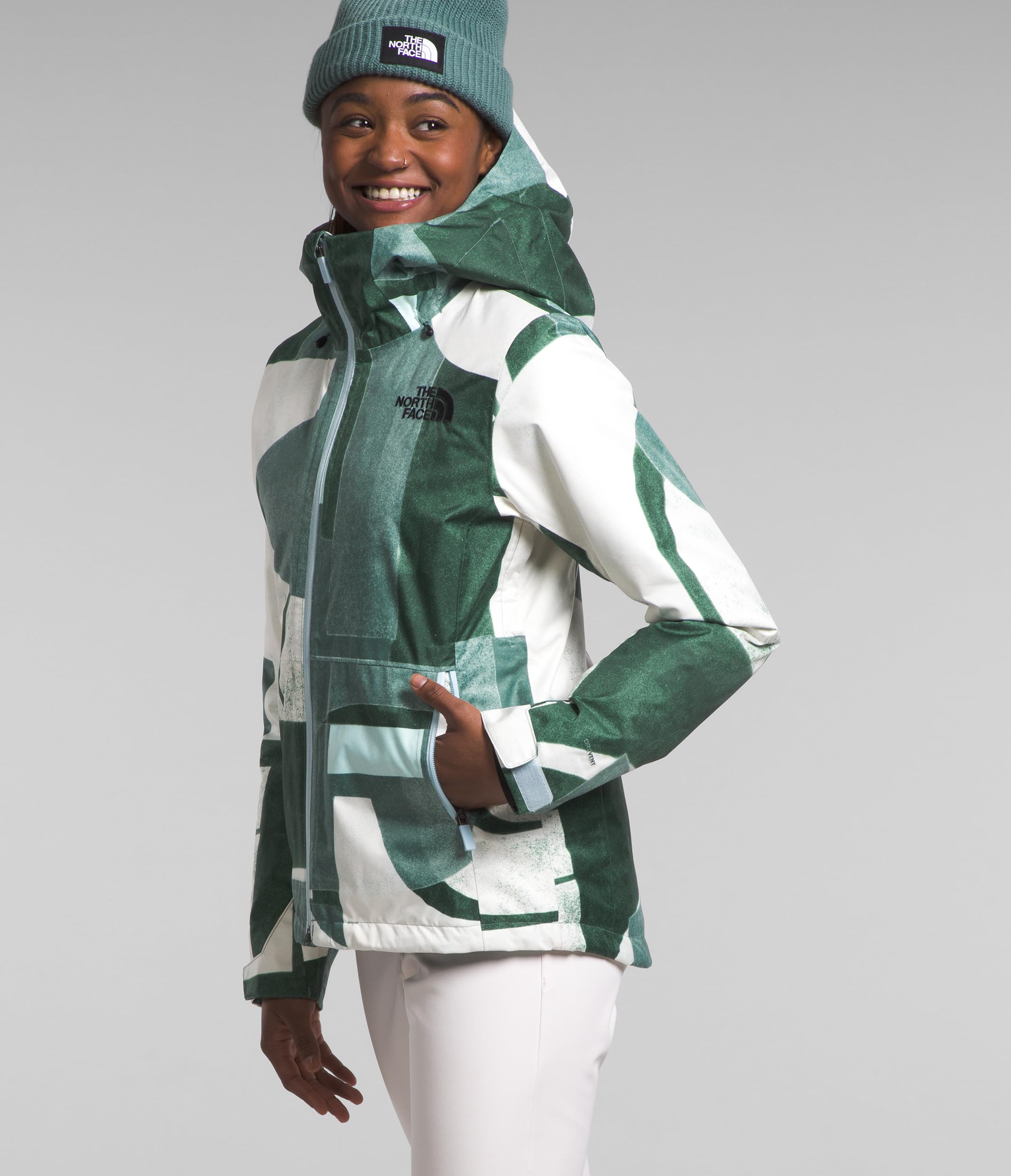 The North Face Women's Clementine Triclimate Jacket - Size S, Dark Sage/Paper Half Dome Print - Waterproof & Windproof 3-in-1 Parka for Hiking, Camping & Outdoor Adventures