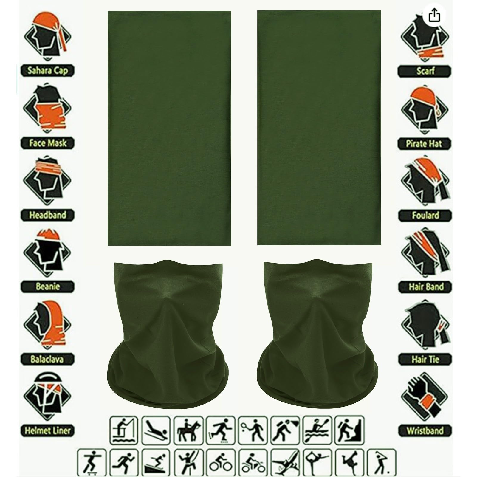 Gator Face Mask Neck Gaiter - Outdoor Multi-Use Headwear for Sports & Hiking