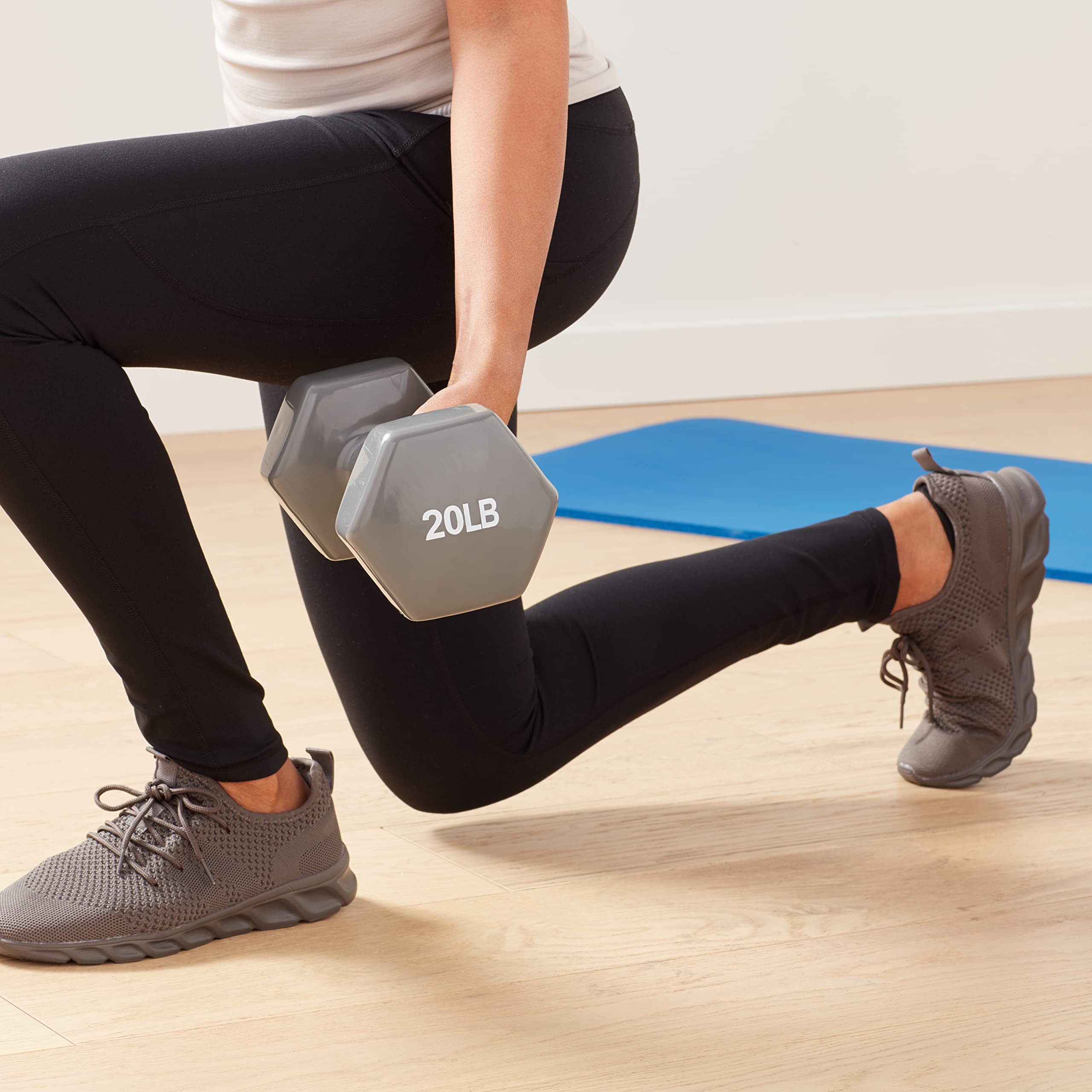 Amazon Basics Vinyl Coated Dumbbell Hand Weights - 5-50 lbs Set for Home Gym, Strength Training & Fitness Workouts - Perfect for Weightlifting, CrossFit & Muscle Building at Home or Gym