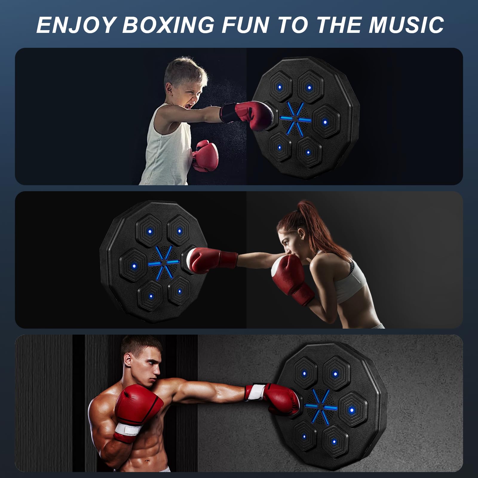 Bluetooth Smart Music Boxing Training Machine - Wall Mounted Punching Bag Equipment with Gloves for Adults & Kids - Home Gym, Fitness Workout, Boxing Training for Beginners & Professionals