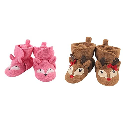 Hudson Baby Fleece Booties 2-Pack - Warm Winter Shoes for Toddlers 18-24M