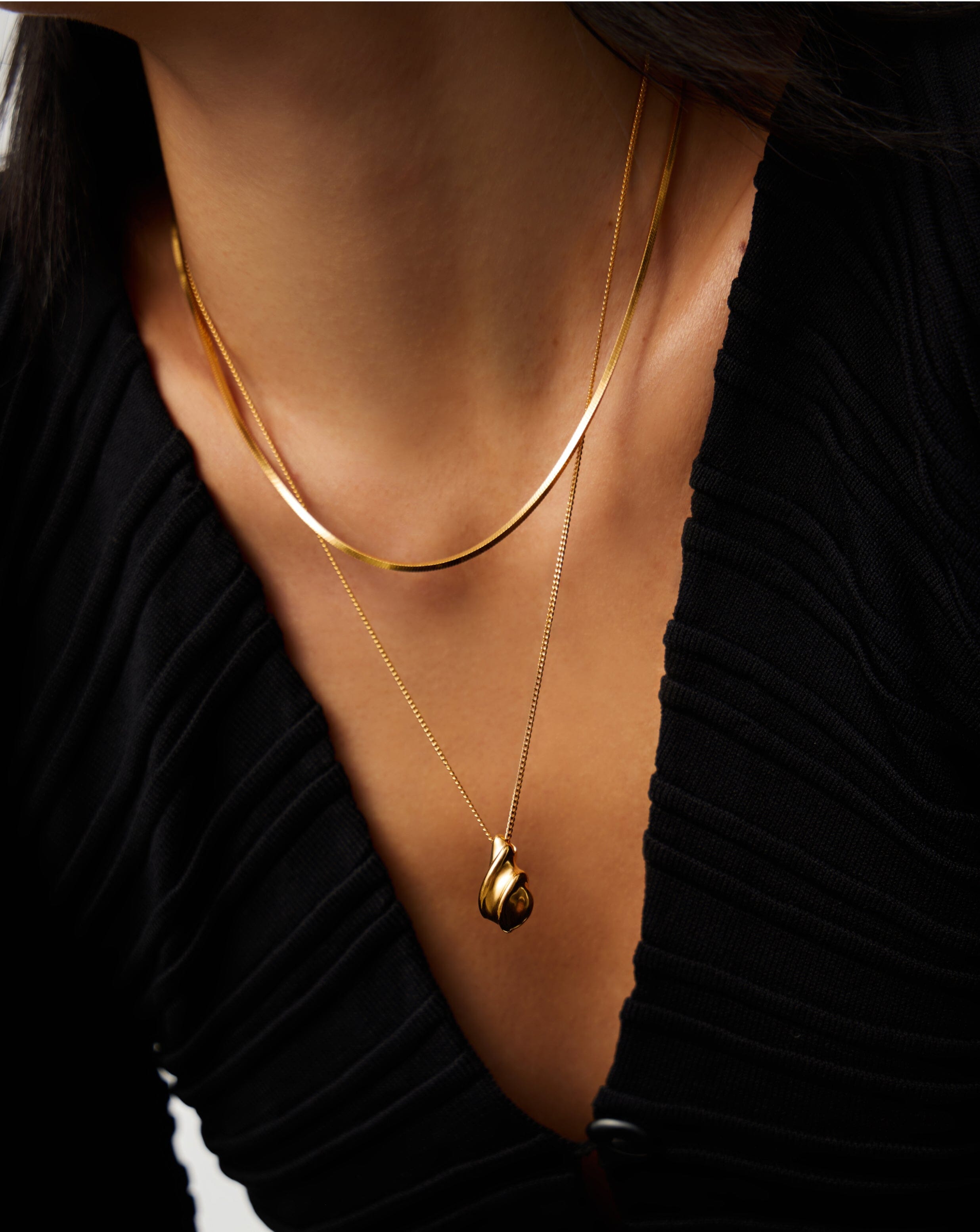 Savi Ridge Droplet Pendant Necklace - 18k Gold Plated Elegant Jewelry for Women | Perfect for Weddings, Parties & Everyday Wear